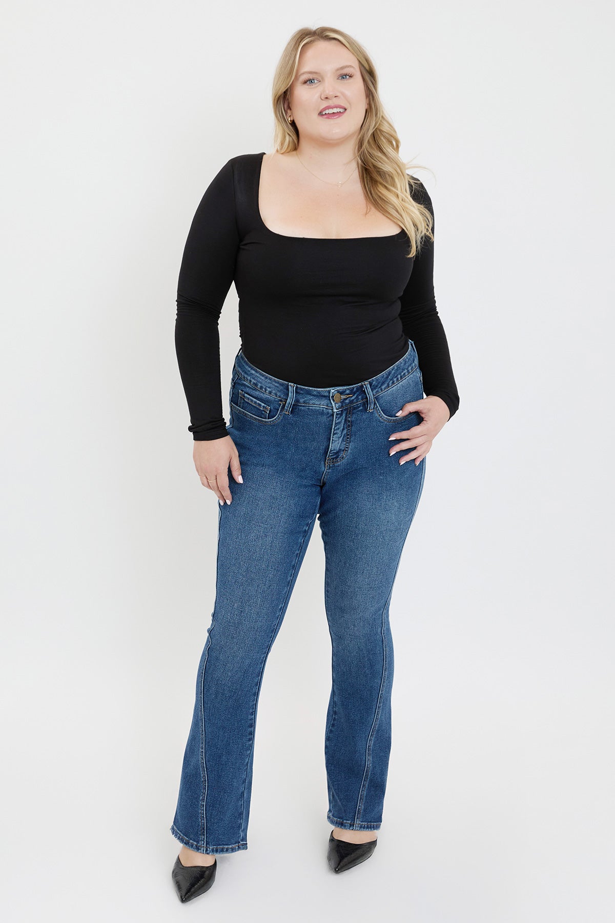 Plus Curve Seam Flare Jeans