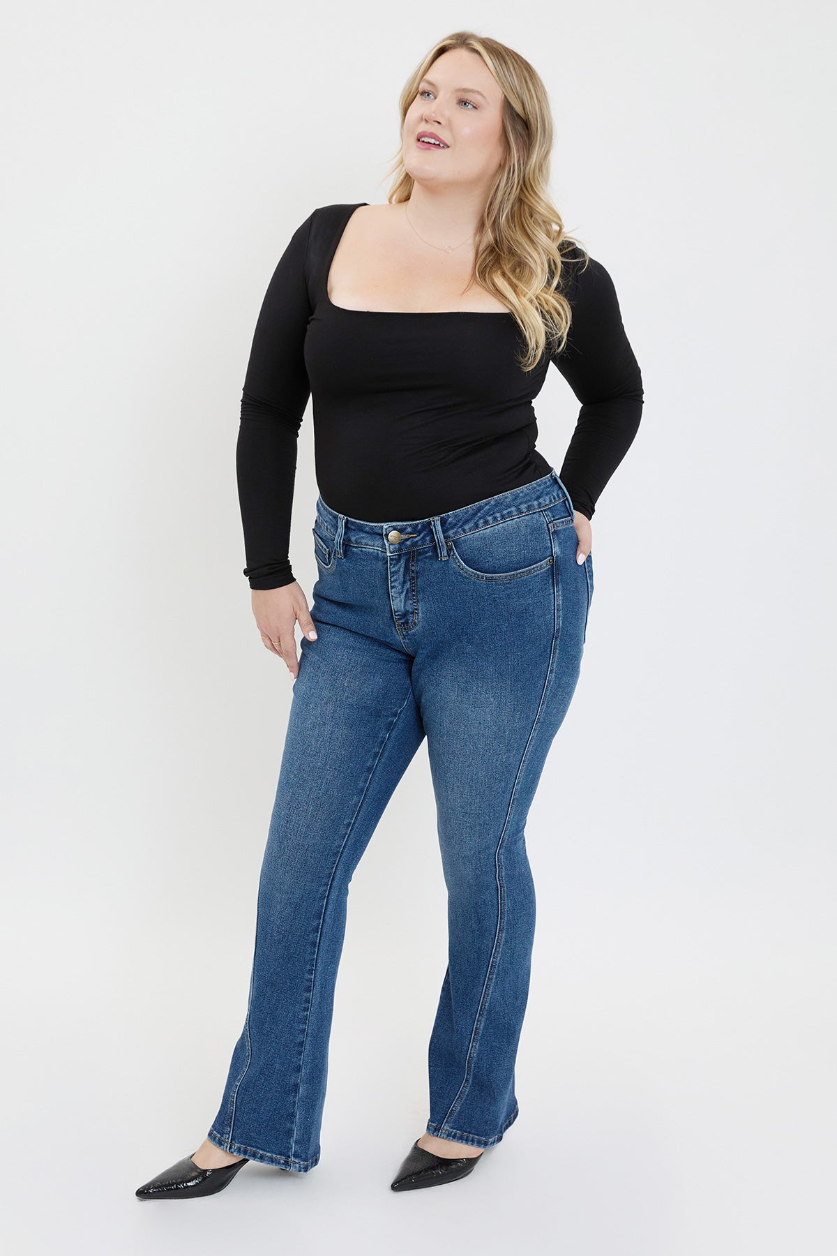 Plus Curve Seam Flare Jeans