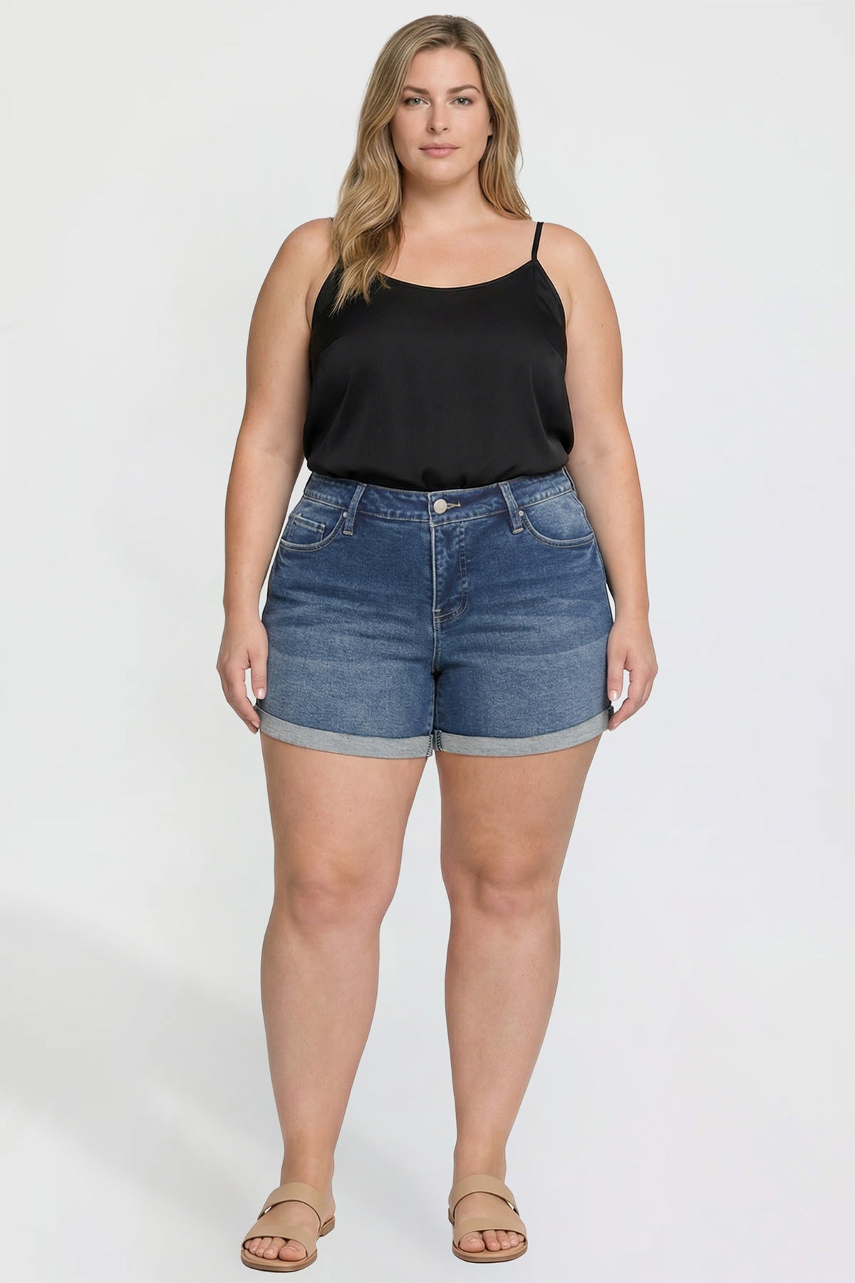 Plus Premium Stretch Fold-Over Cuff Shorts