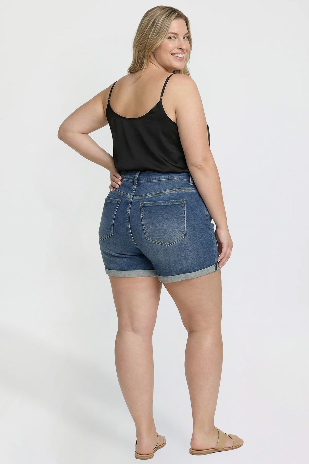 Plus Premium Stretch Fold-Over Cuff Shorts