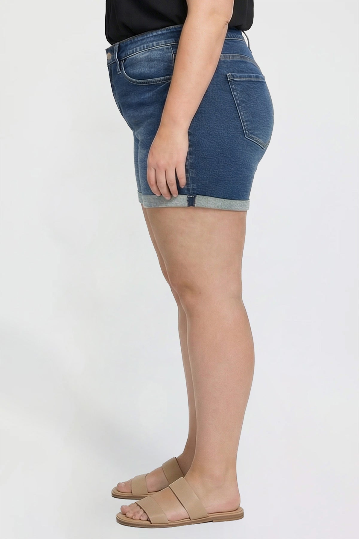 Plus Premium Stretch Fold-Over Cuff Shorts