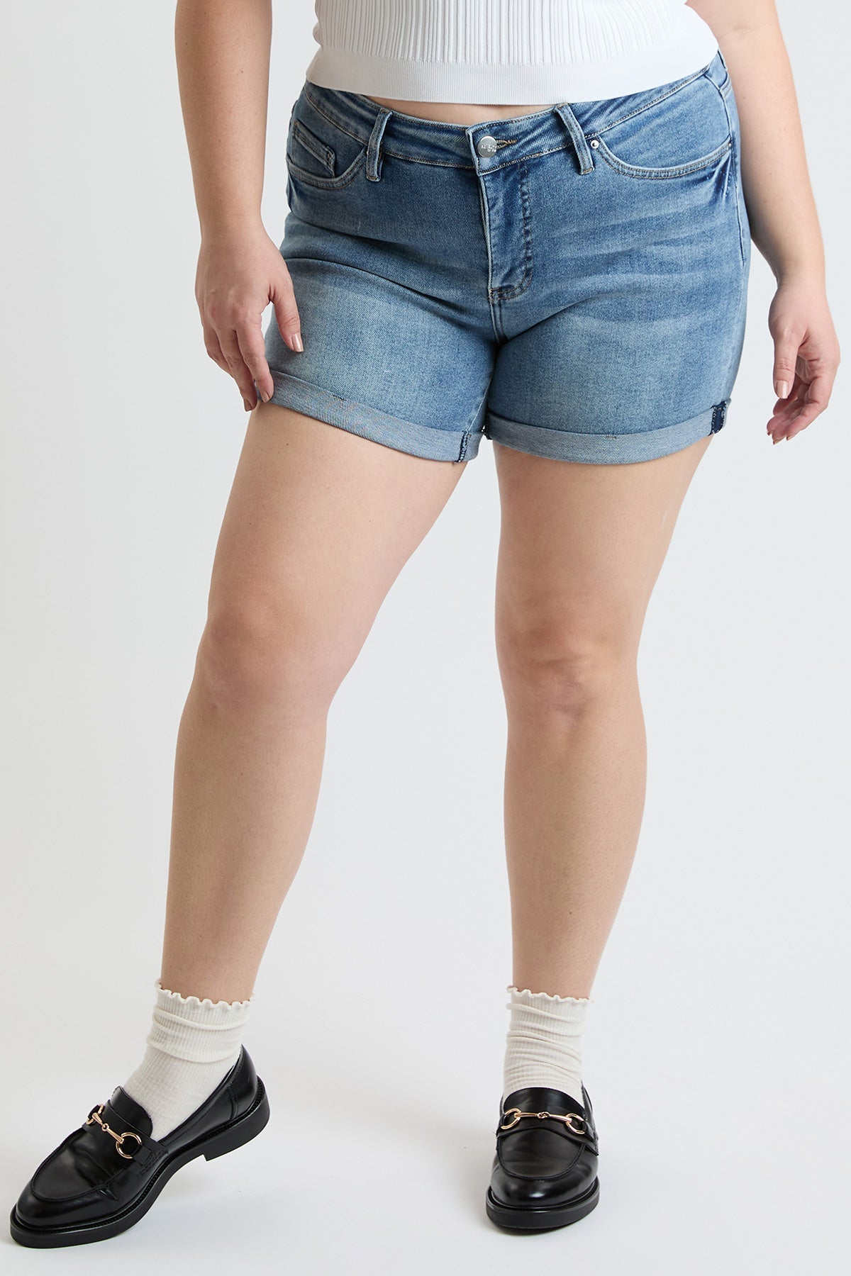 Plus Premium Stretch Fold-Over Cuff Shorts