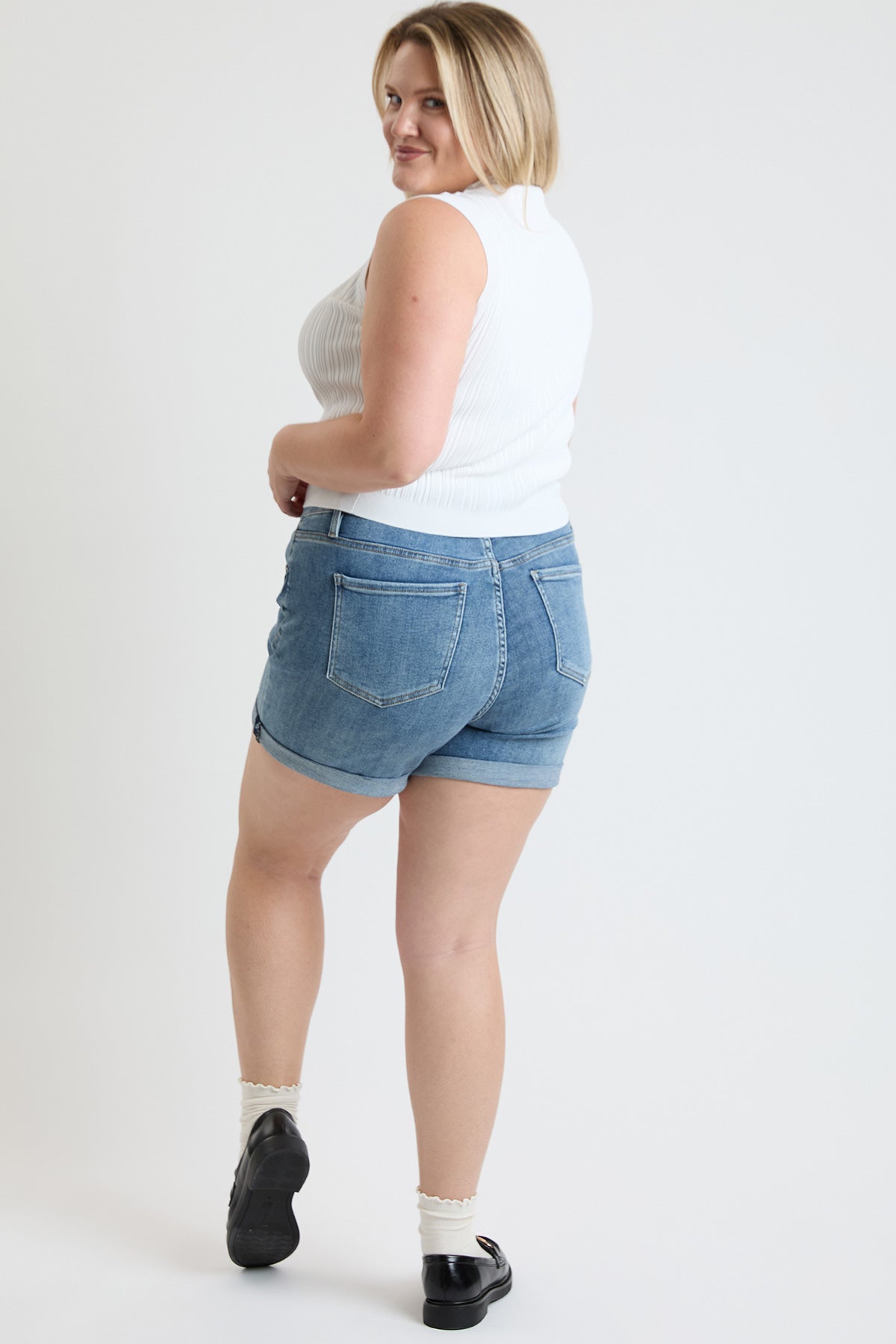 Plus Premium Stretch Fold-Over Cuff Shorts