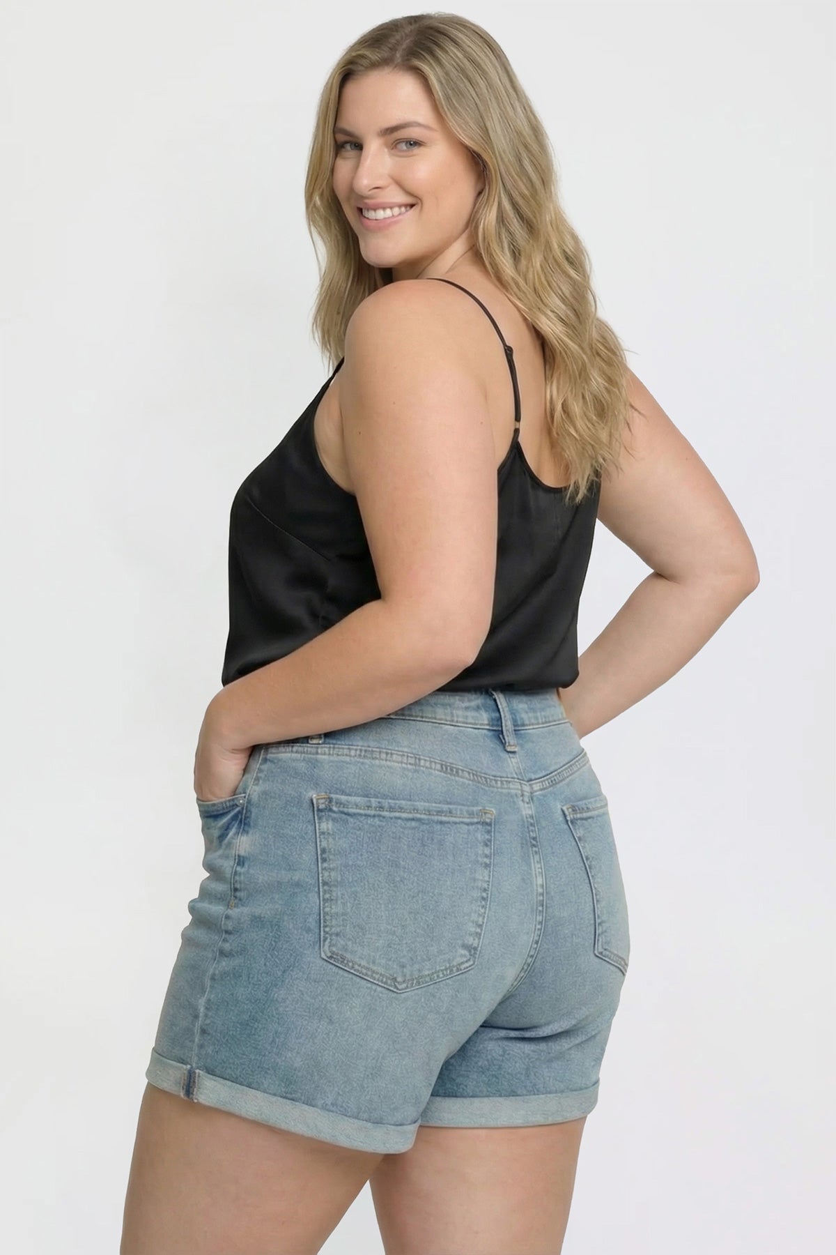 Plus Premium Stretch Fold-Over Cuff Shorts