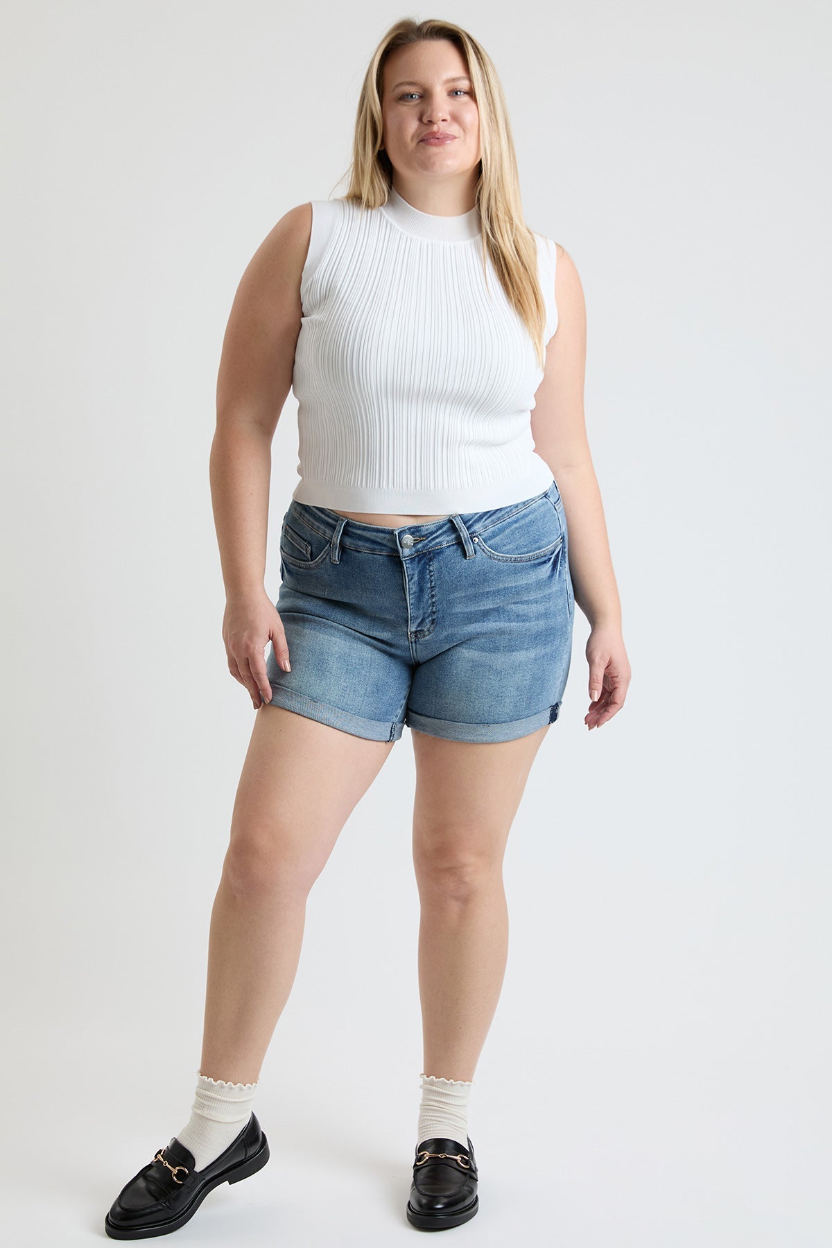 Plus Premium Stretch Fold-Over Cuff Shorts