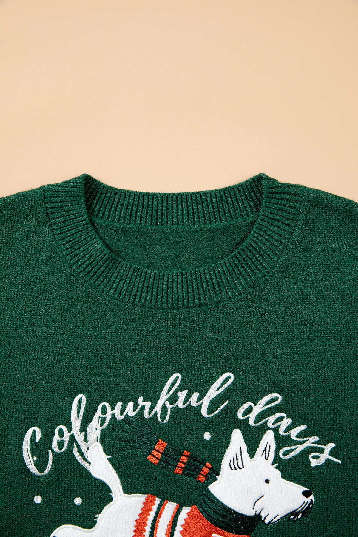 PRE-ORDER: Dog Embroidery Christmas Fashion Round Neck Sweater