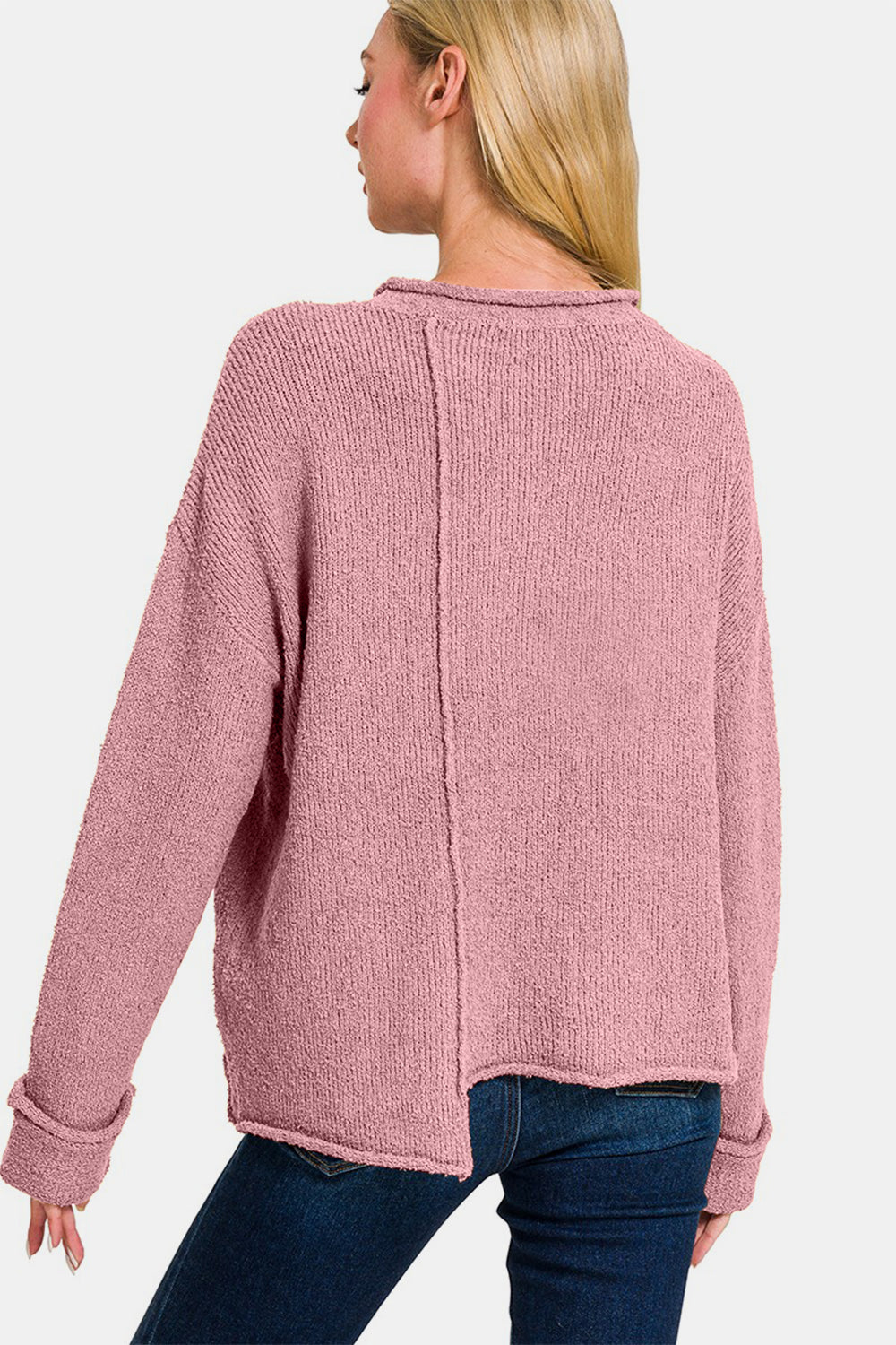 Asymmetric Hem Drop Shoulder Sweater