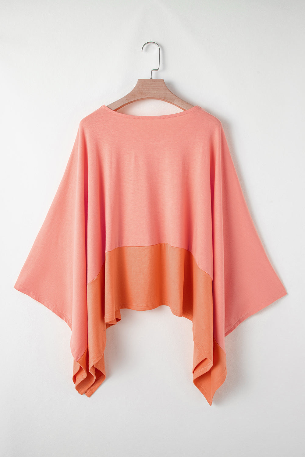 PRE-ORDER: Grapefruit Orange Colorblock V Neck Oversized Top
