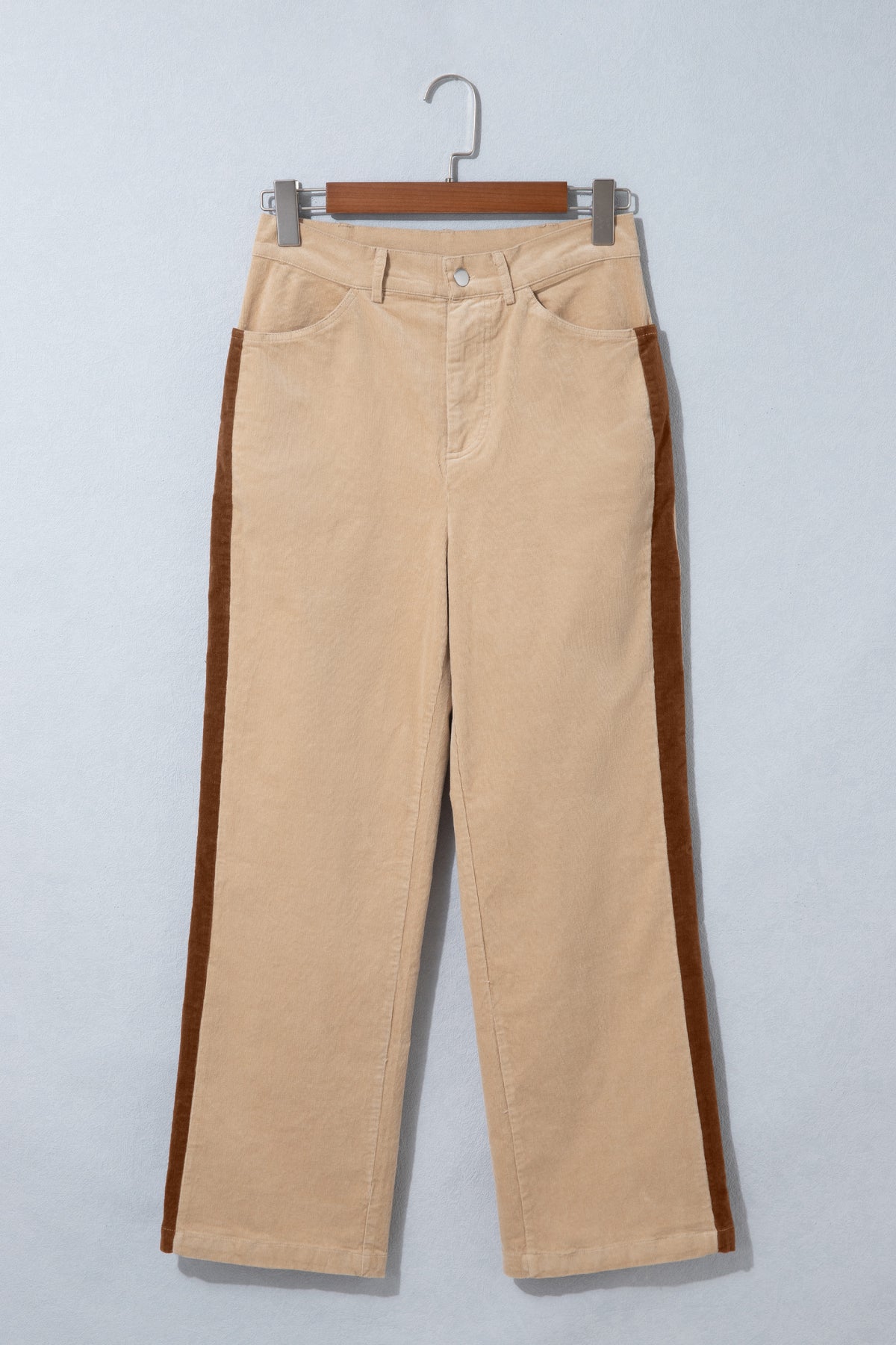 PRE-ORDER: Corduroy Side Panel Colorblock Straight Leg Pants