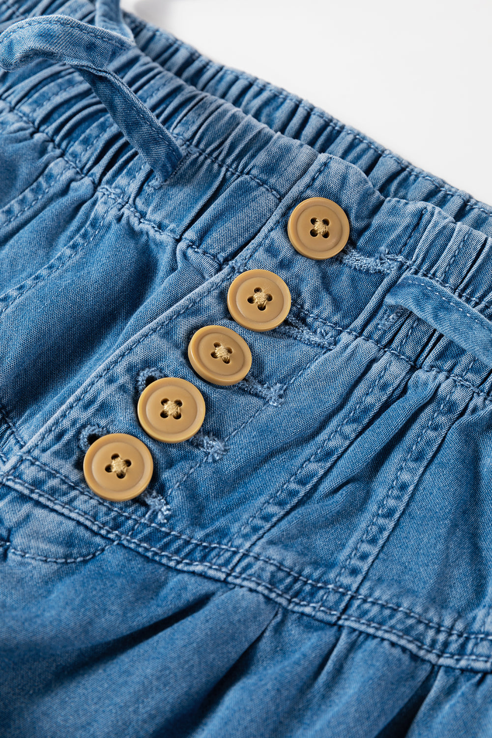 PRE-ORDER: Dusk Blue Mineral Wash Button High Waist Wide Leg Jeans