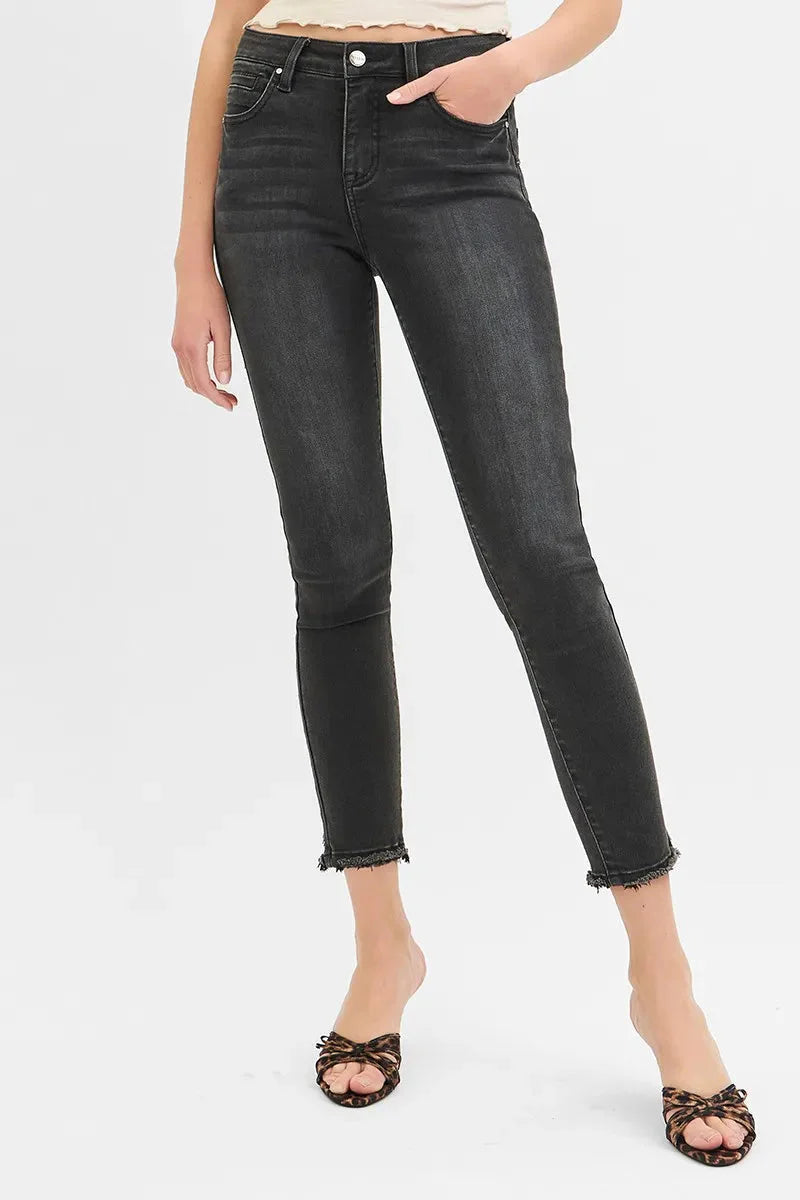 Tummy Control Mid Rise Crop Skinny Jeans