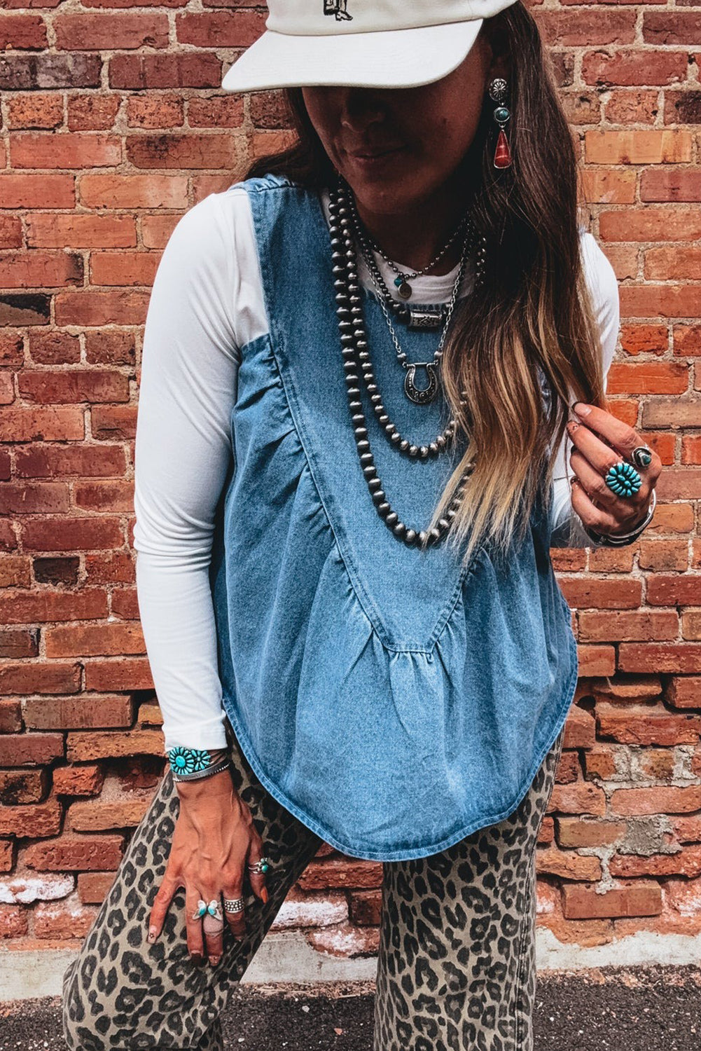 PRE-ORDER: Denim Pleated Patchwork Sleeveless Top