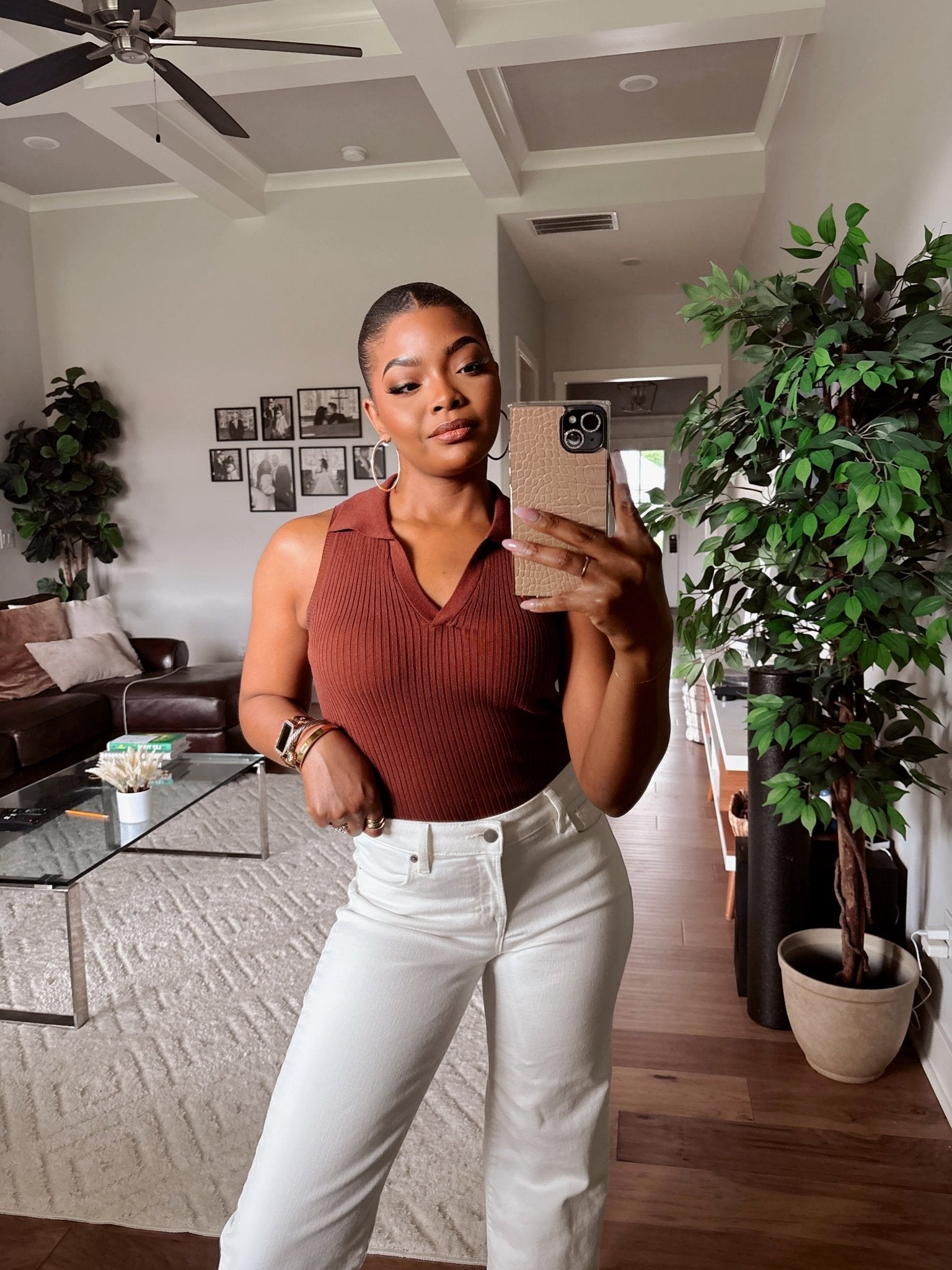 Allison Brown V Neck Sweater Top