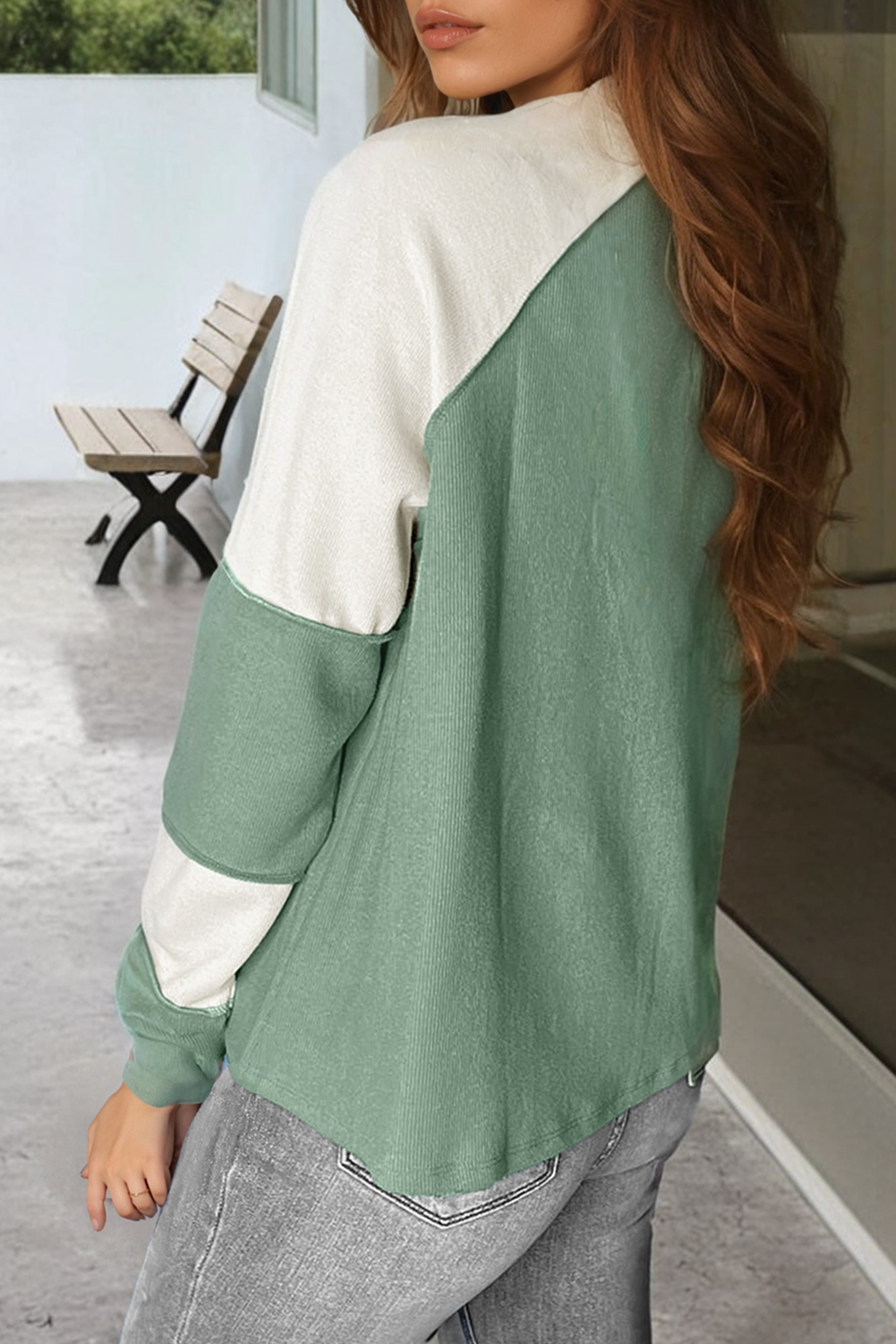PRE-ORDER: Ribbed Colorblock Patchwork Raglan Long Sleeve Top