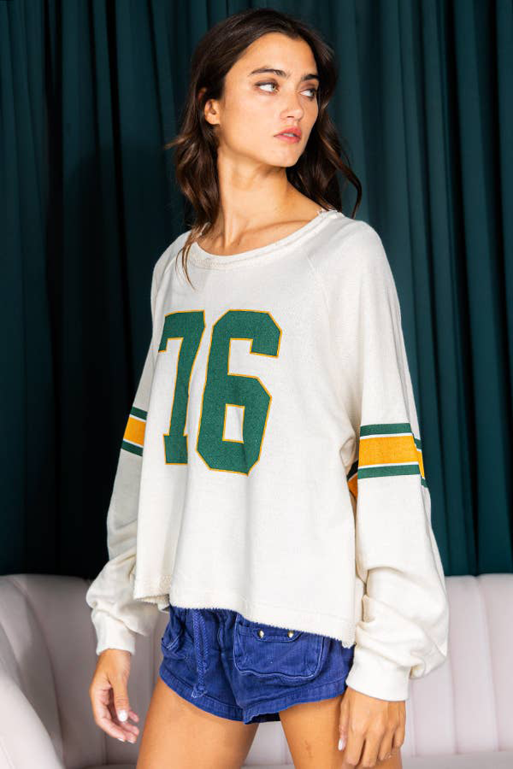 Number 76 Printed Retro Long Sleeve Top