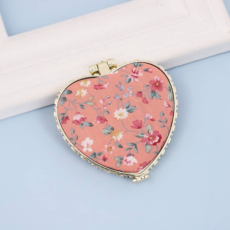 Floral Compact Heart Mirror