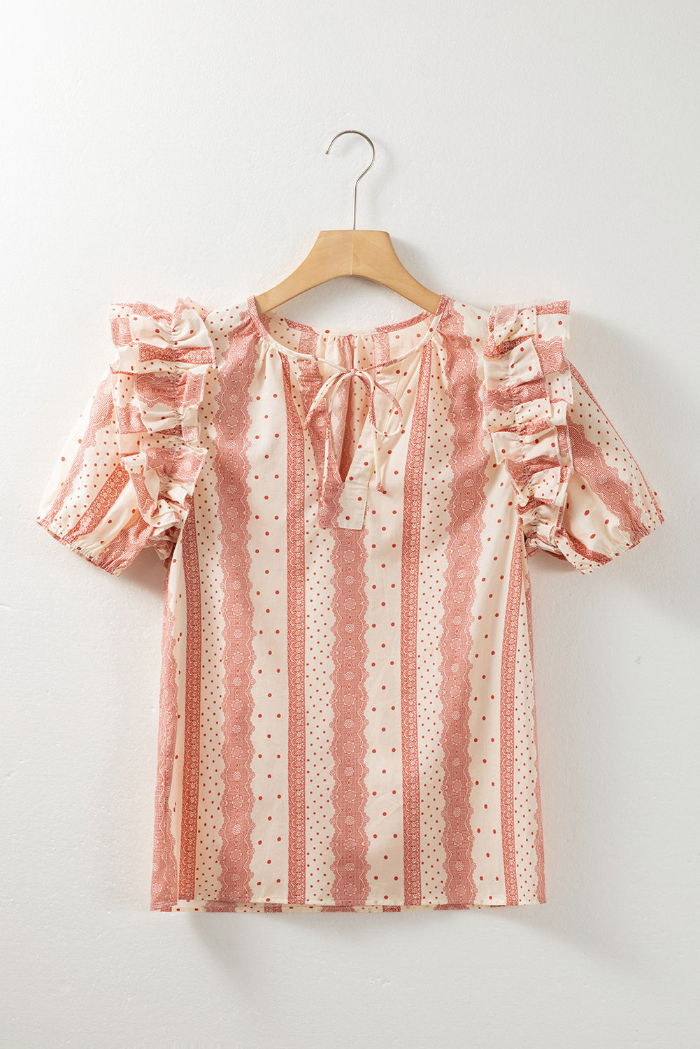 PRE-ORDER: Short Puff Sleeve Mixed Print Blouse