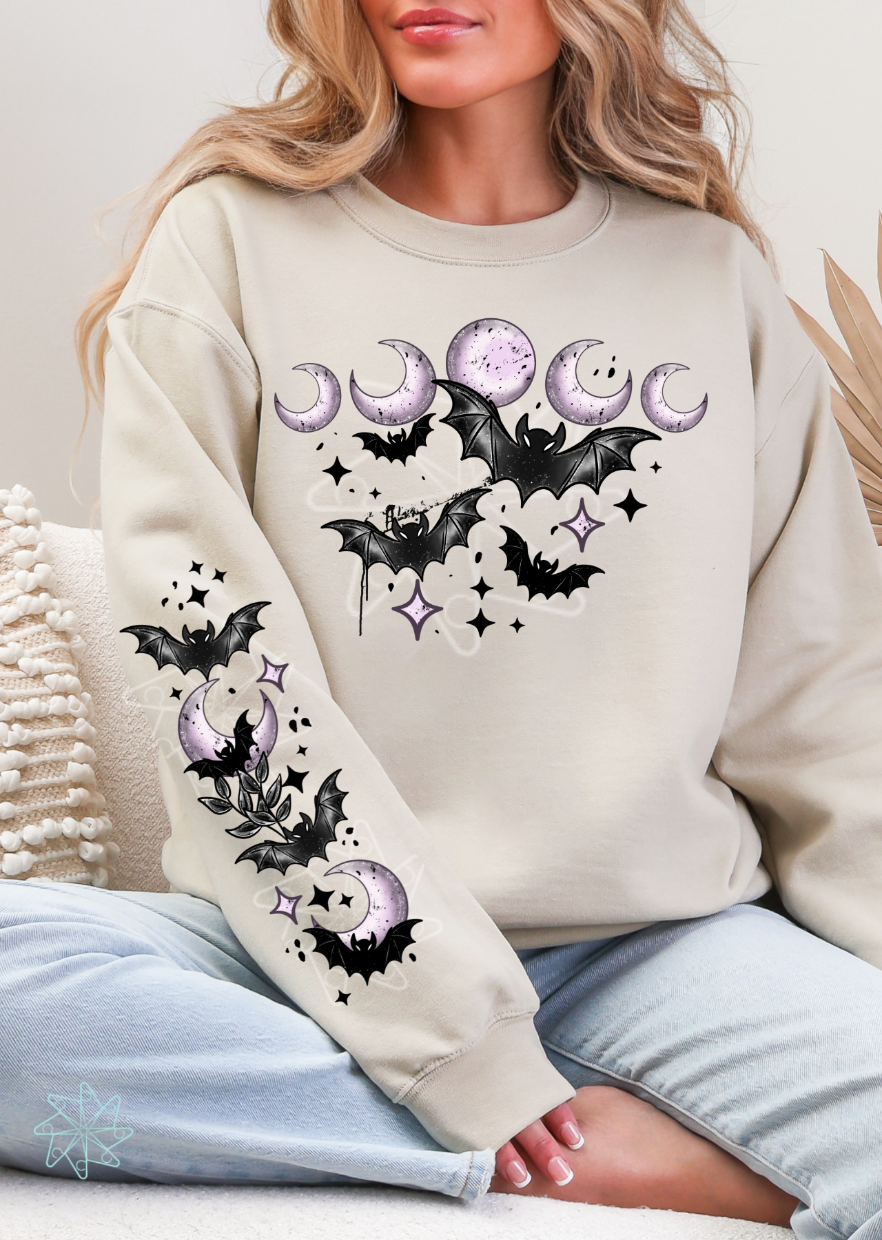 Bats & Moons With Sleeves Option Sweatshirt