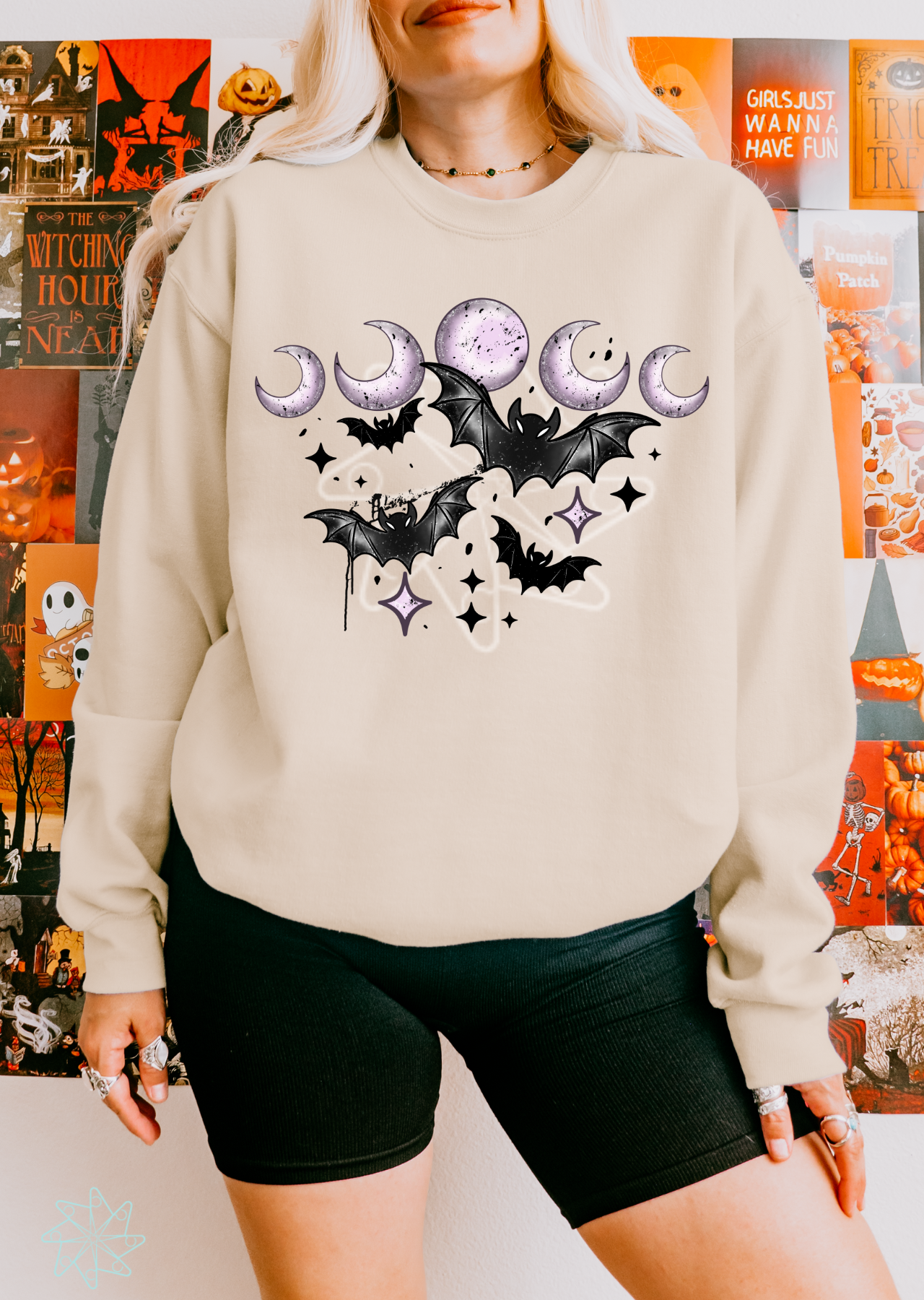 Bats & Moons With Sleeves Option Sweatshirt