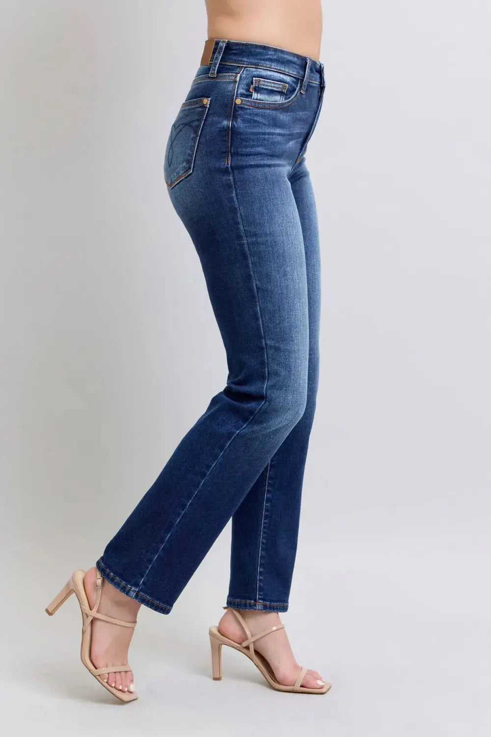 Washed Straight Leg Judy Blue Jeans with Pockets