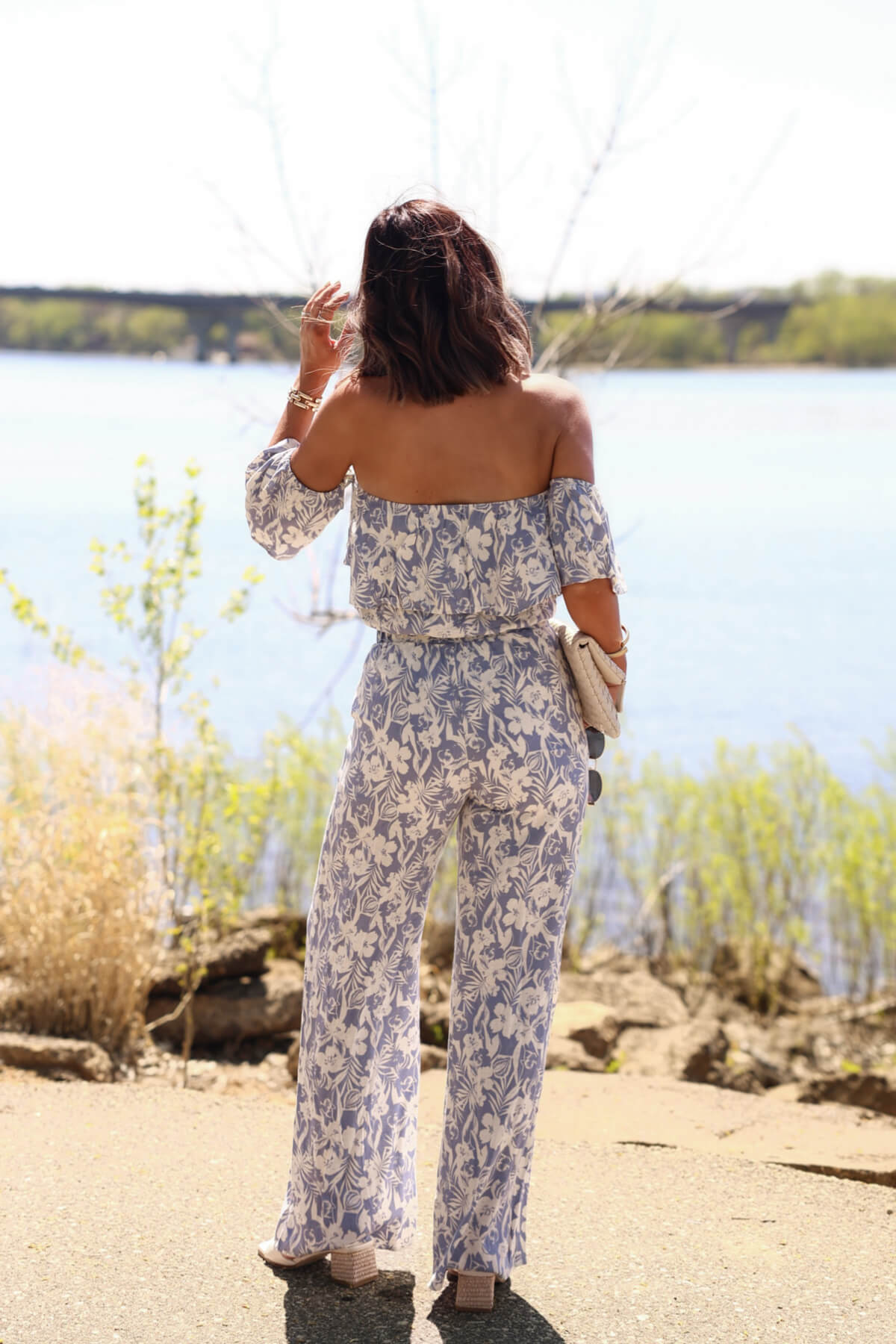 Blue Floral Print Linen Pants - FINAL SALE