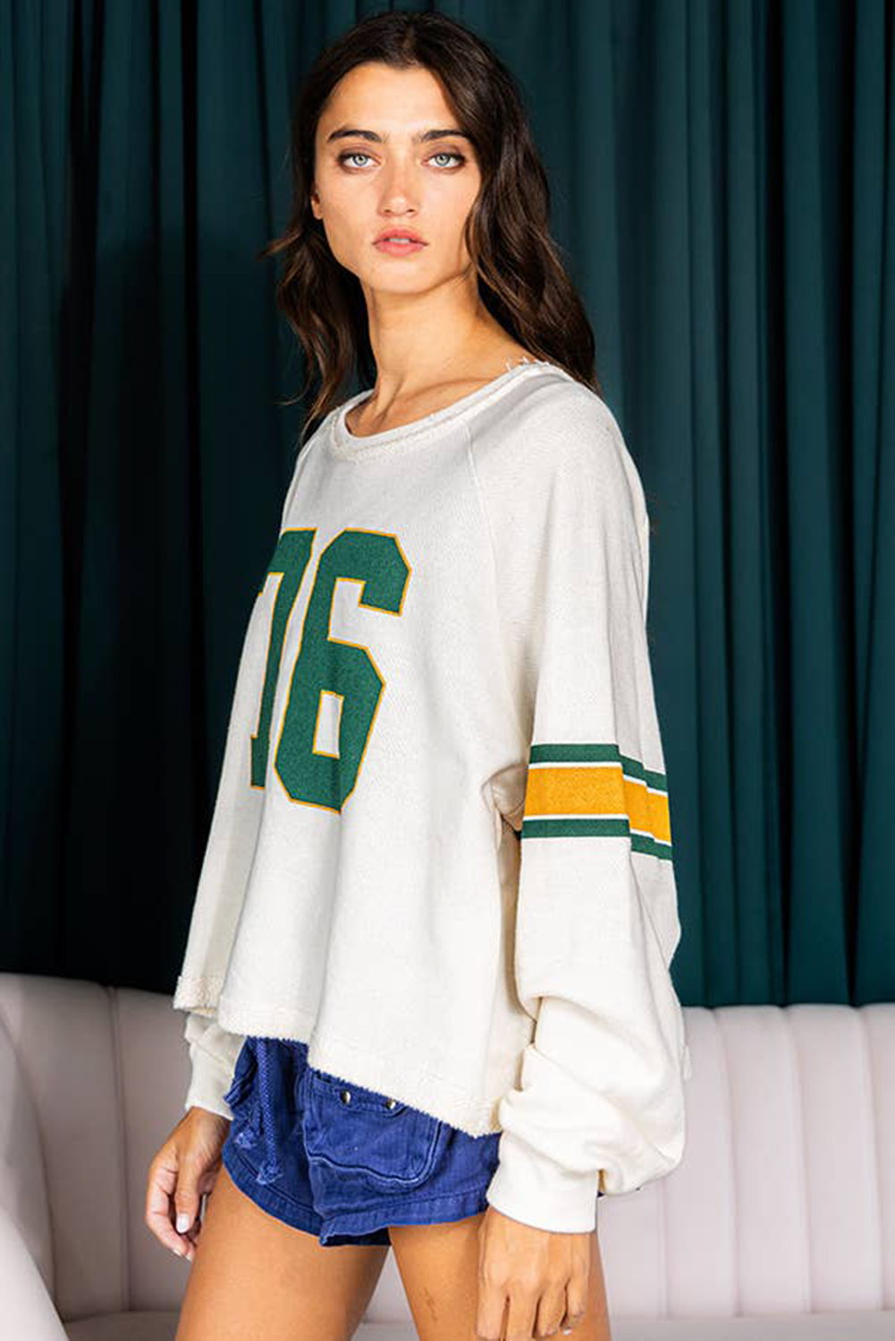 Number 76 Printed Retro Long Sleeve Top