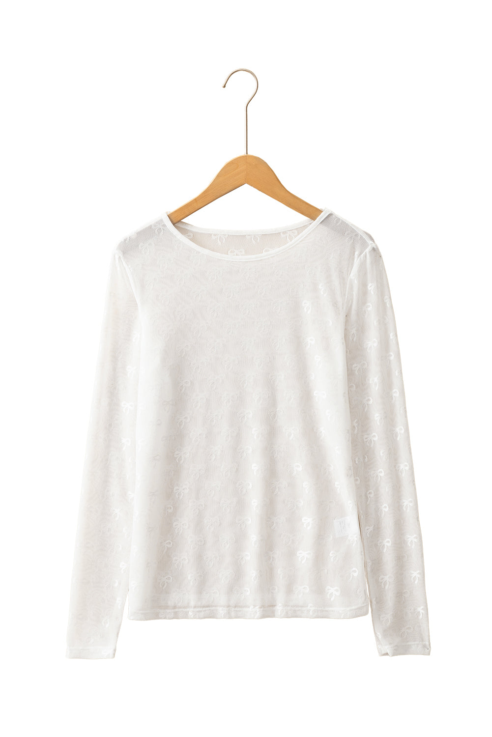 PRE-ORDER: Bow Pattern Long Sleeve Slim Fit Mesh Top