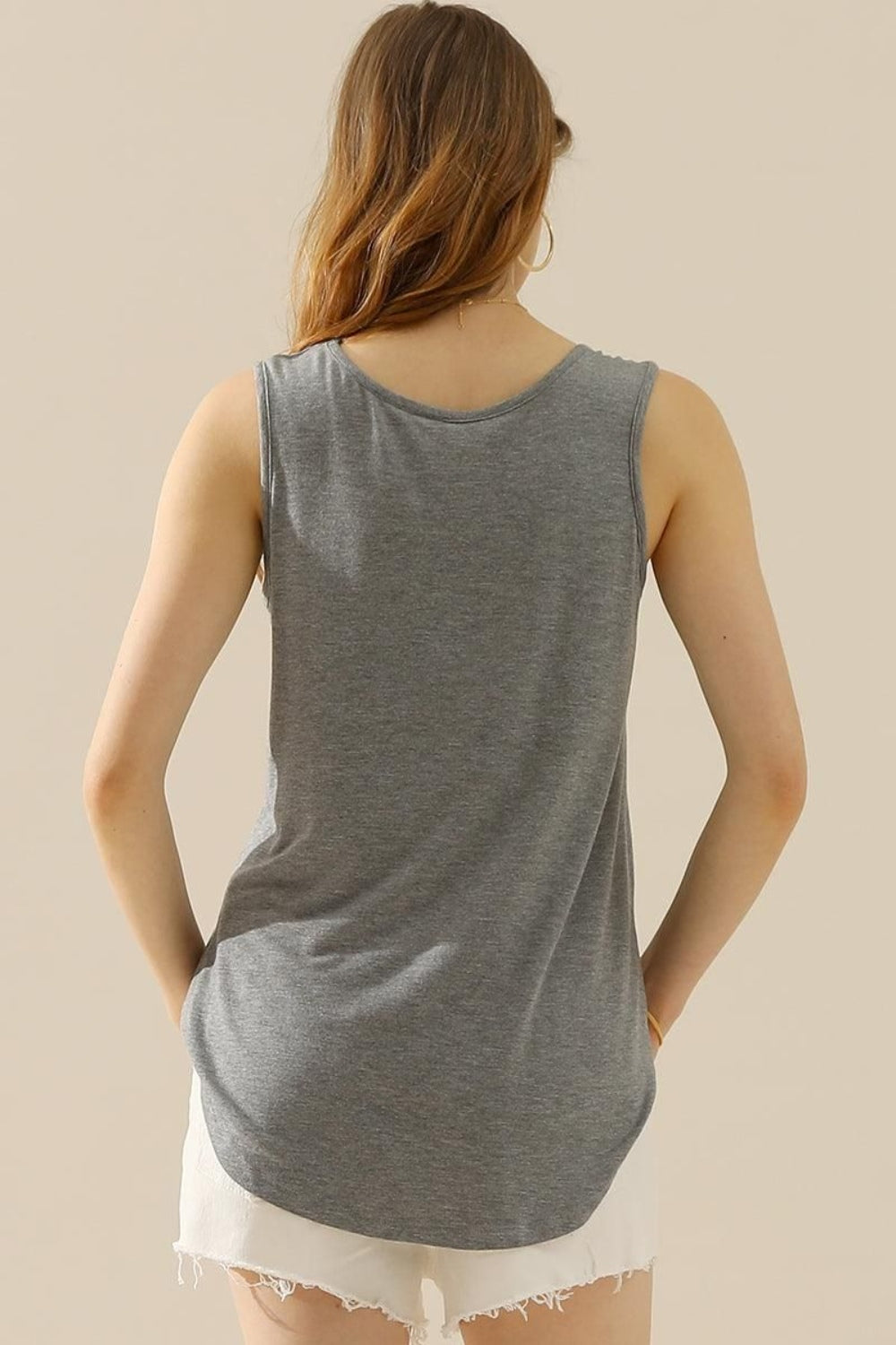 Classic V-Neck Curved Hem Tank