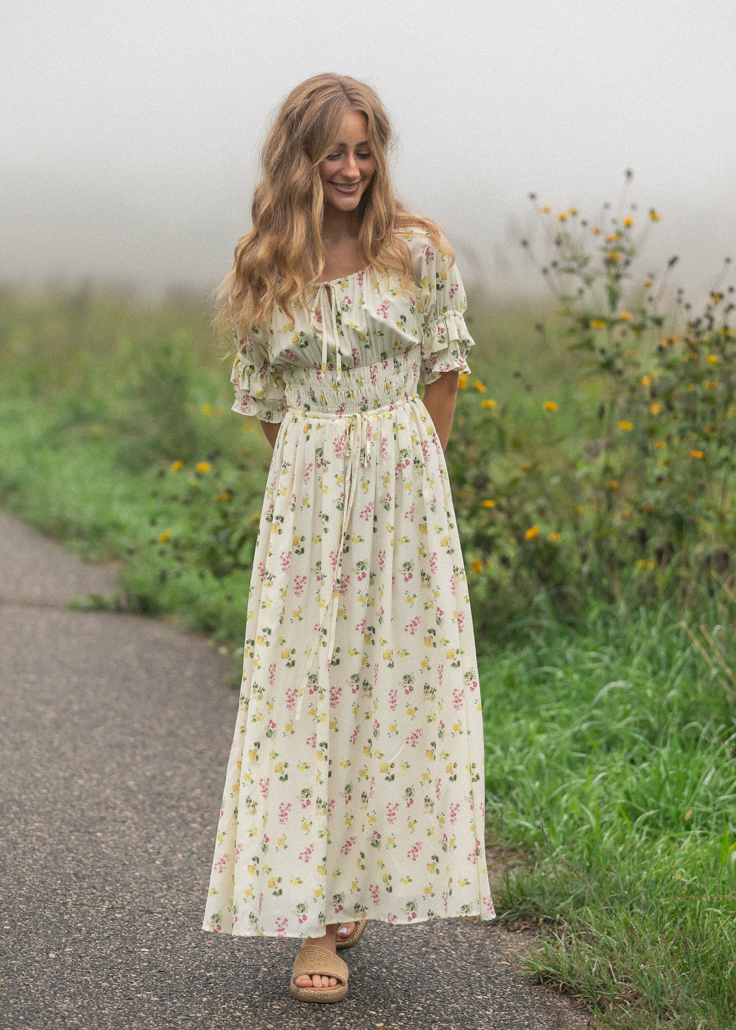 Celine Puff Sleeve Floral Maxi Dress