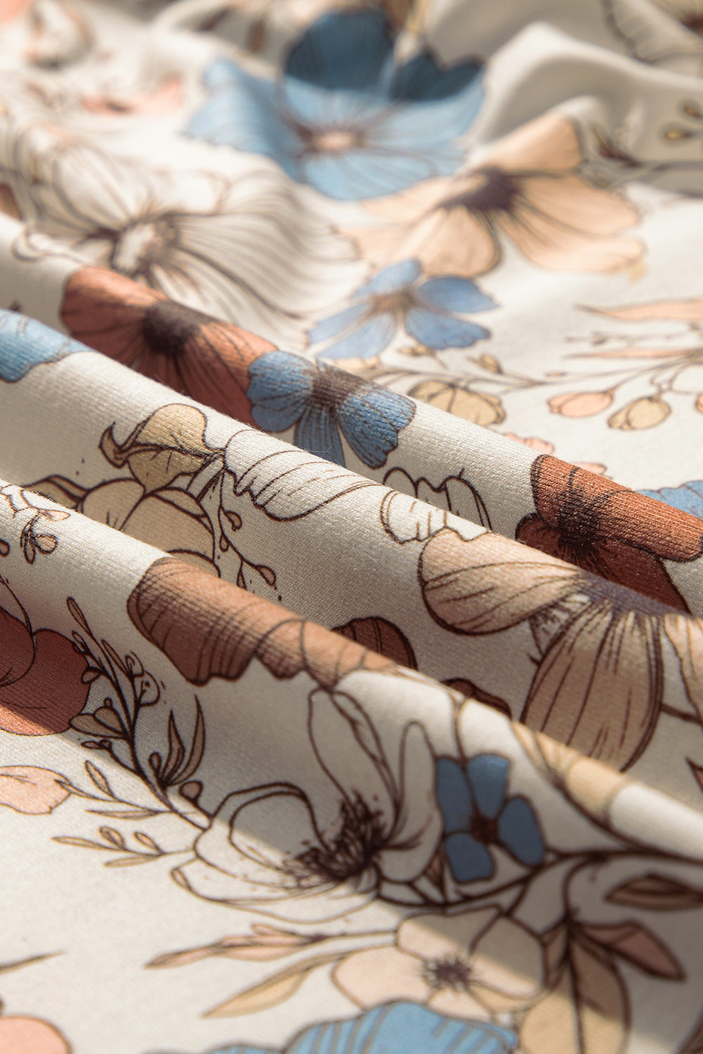 PRE-ORDER: Khaki Allover Floral Print Crew Neck Long Sleeve Top