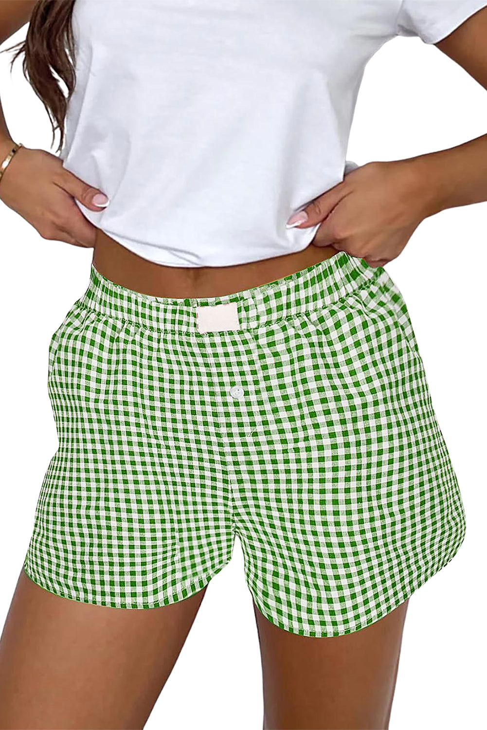 Vintage Plaid High Waisted Wide Leg Shorts