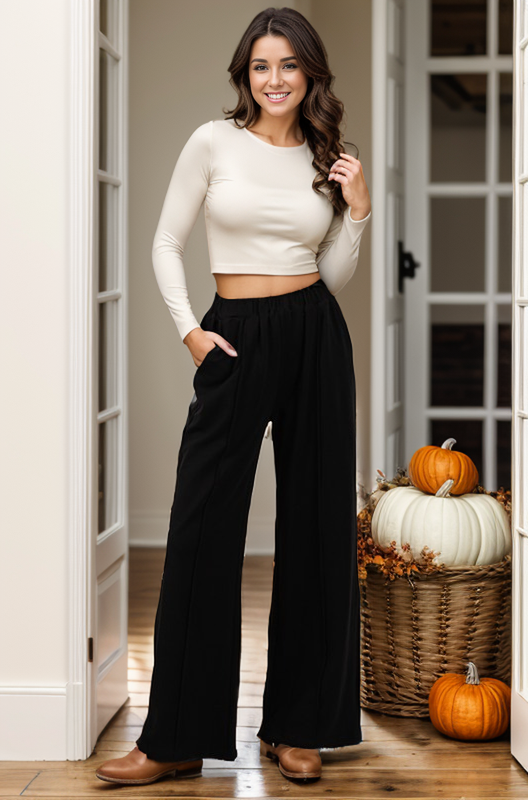 A Classy Girl Wide Leg Pants in Black