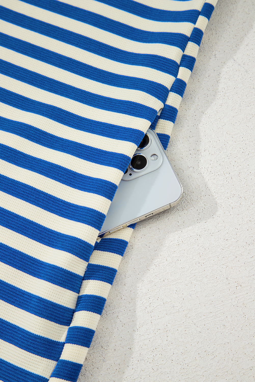 PRE-ORDER: Striped Ruffle Short Sleeve Pop of Color Neckline Dress