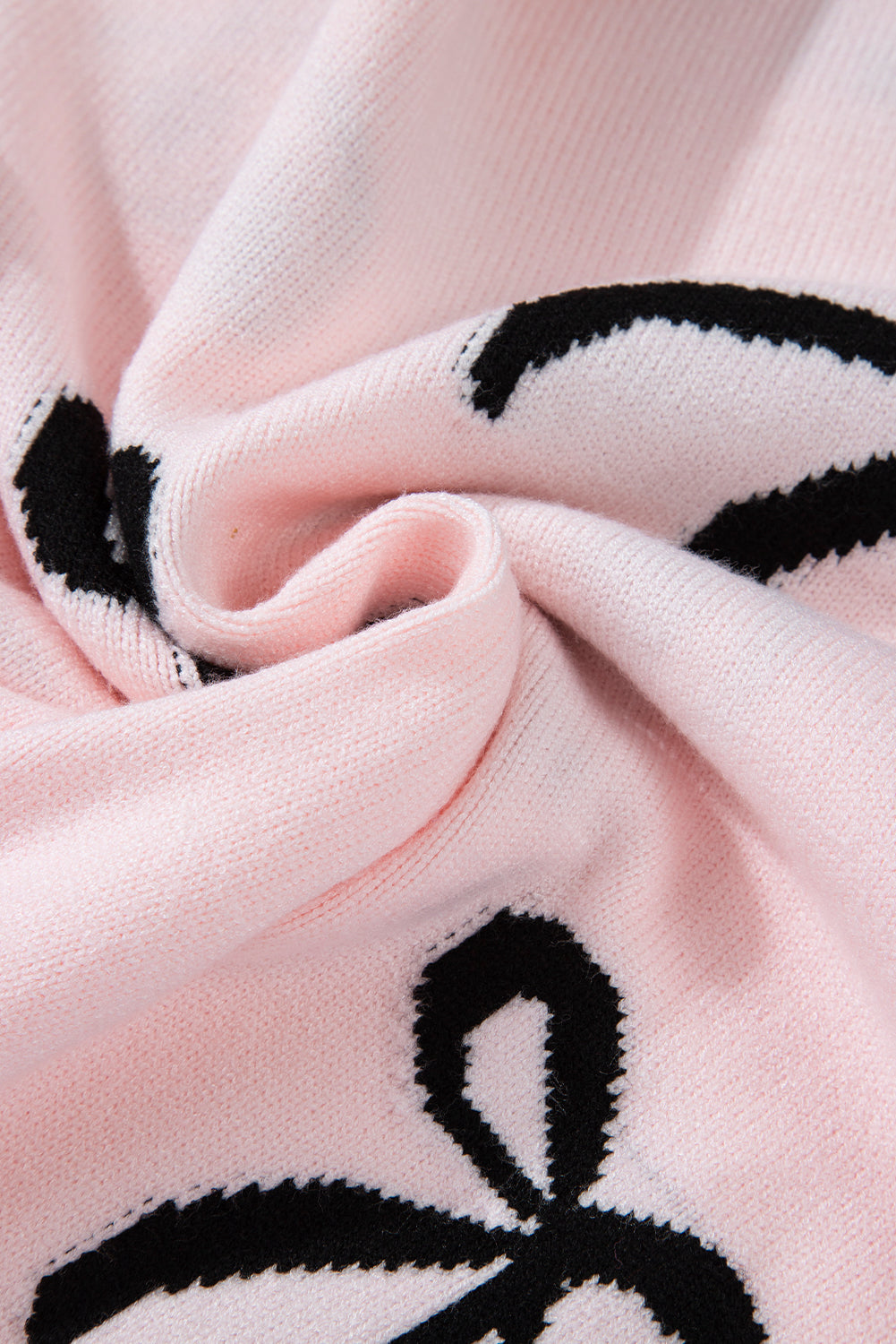 PRE-ORDER: Light Pink Bow Print Long Sleeve Loose Fit Sweater