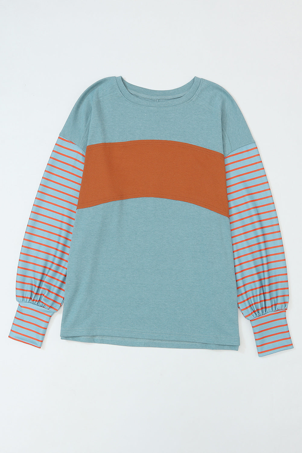 PRE-ORDER: Green Colorblock Striped Bishop Sleeve Top
