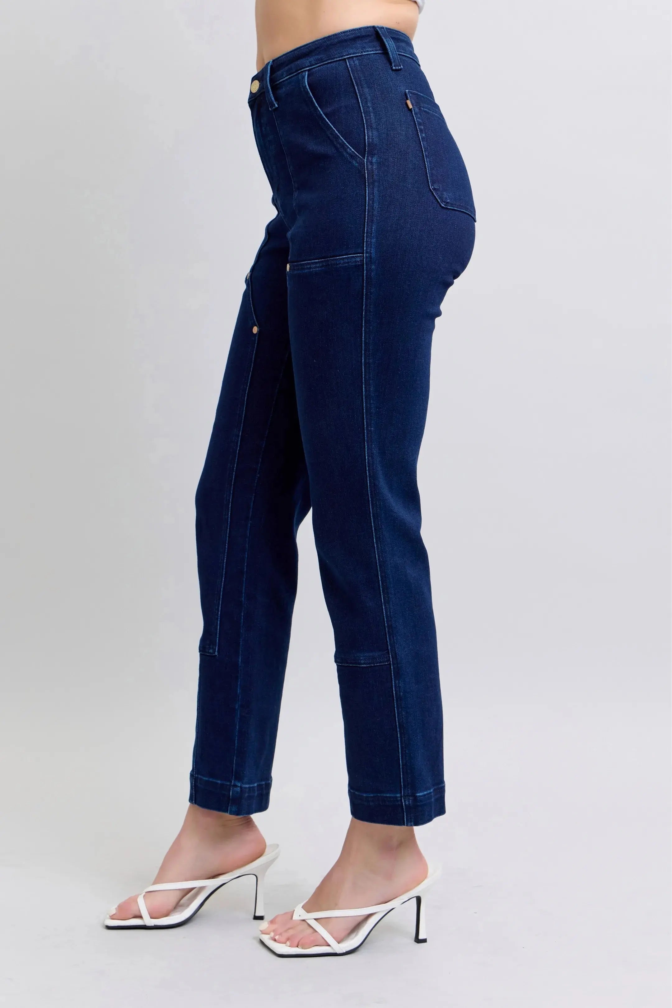 High Waist Workwear Patch Pocket Straight Leg
