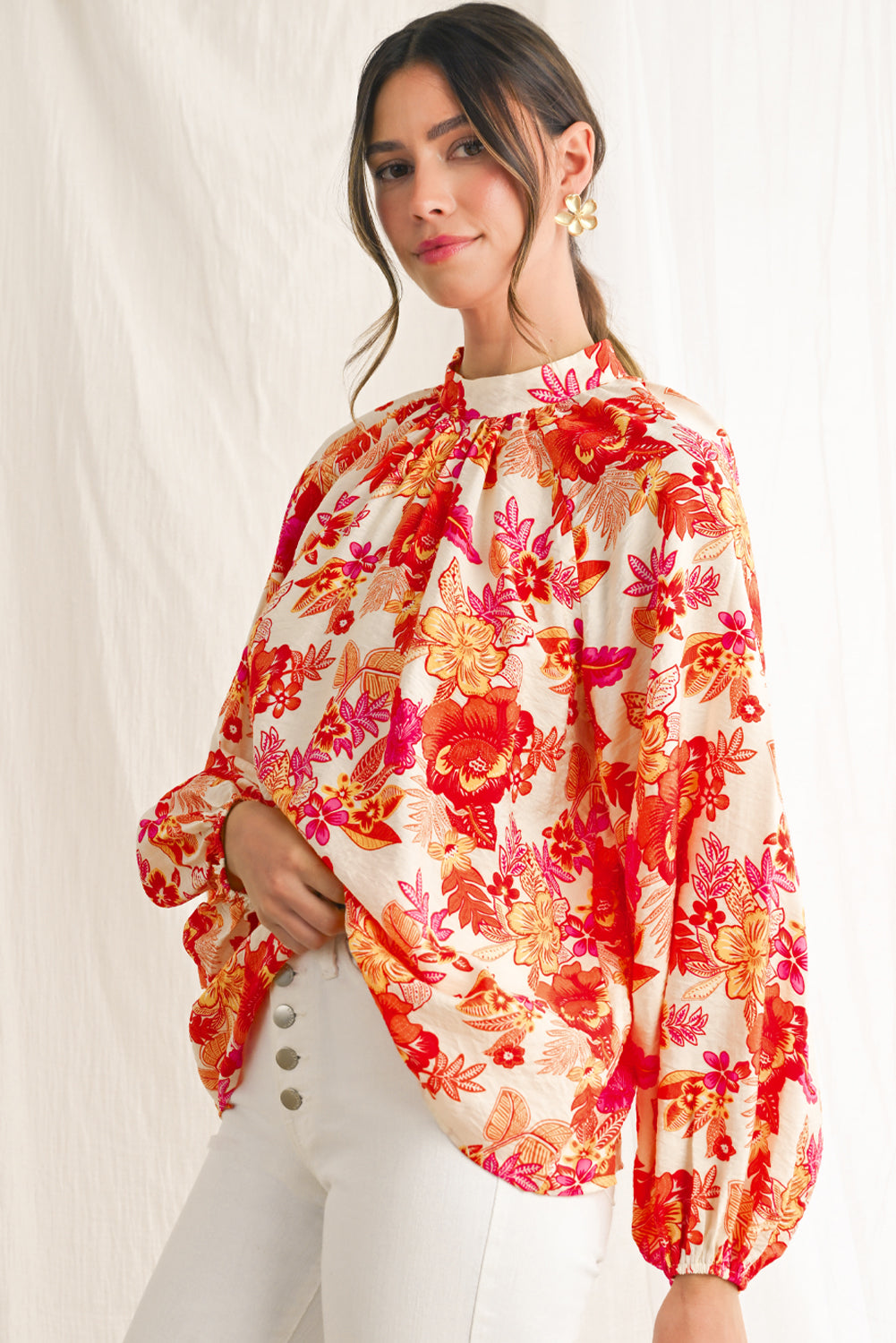 PRE-ORDER: Boho Floral Lantern Sleeve Blouse
