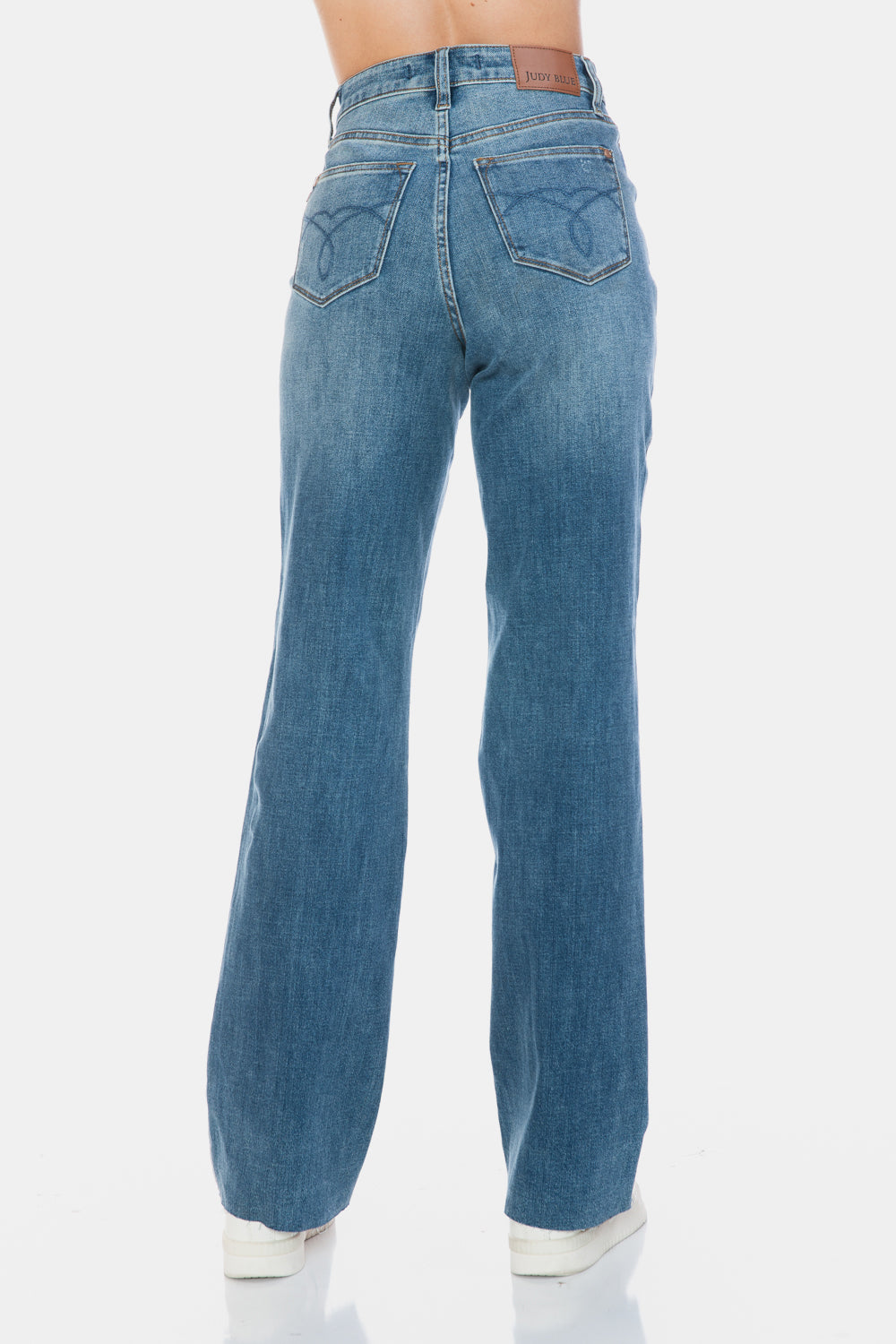 Tummy Control Cut Raw Hem Straight Jeans