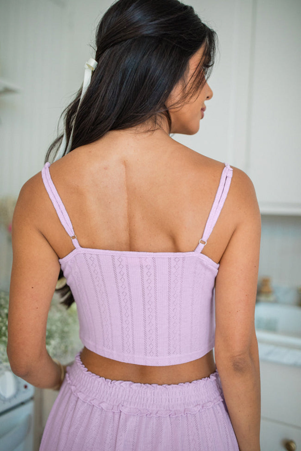 PRE-ORDER: Cropped Bow Cami Shorts and Cardigan 3pcs Pajama Set