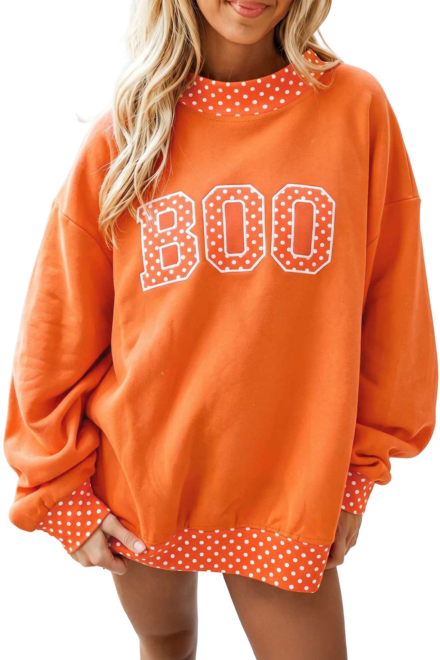 PRE-ORDER: Polka Dot Letter Contrast Trim Mock Neck Sweatshirt