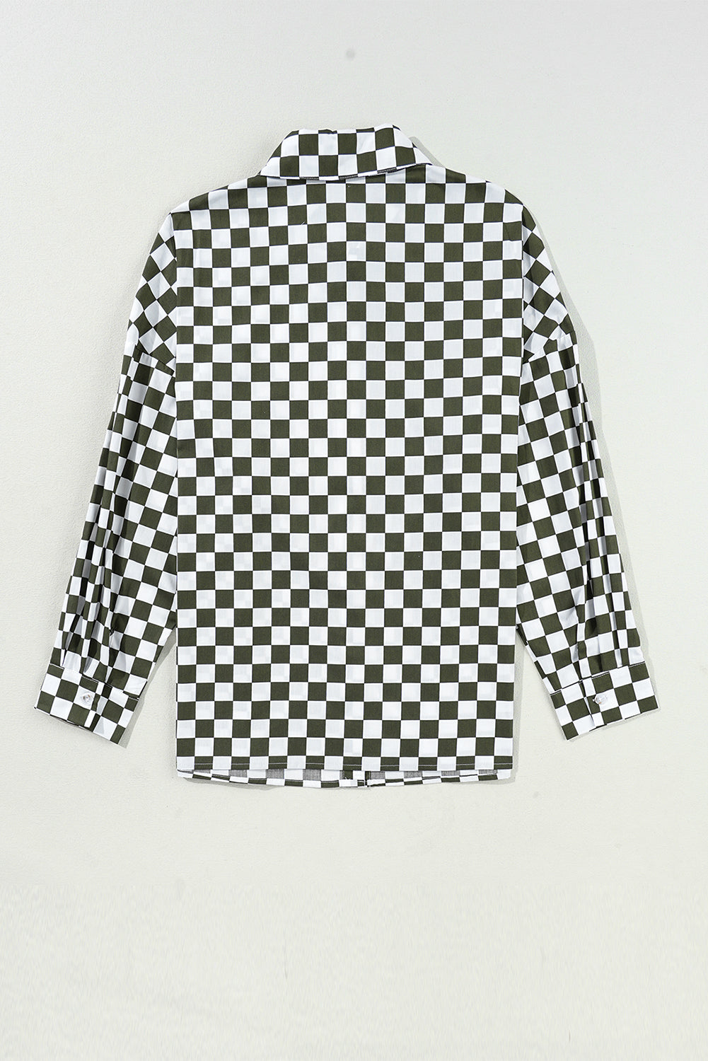 Green Checkered Drop Shoulder Casual Shirt