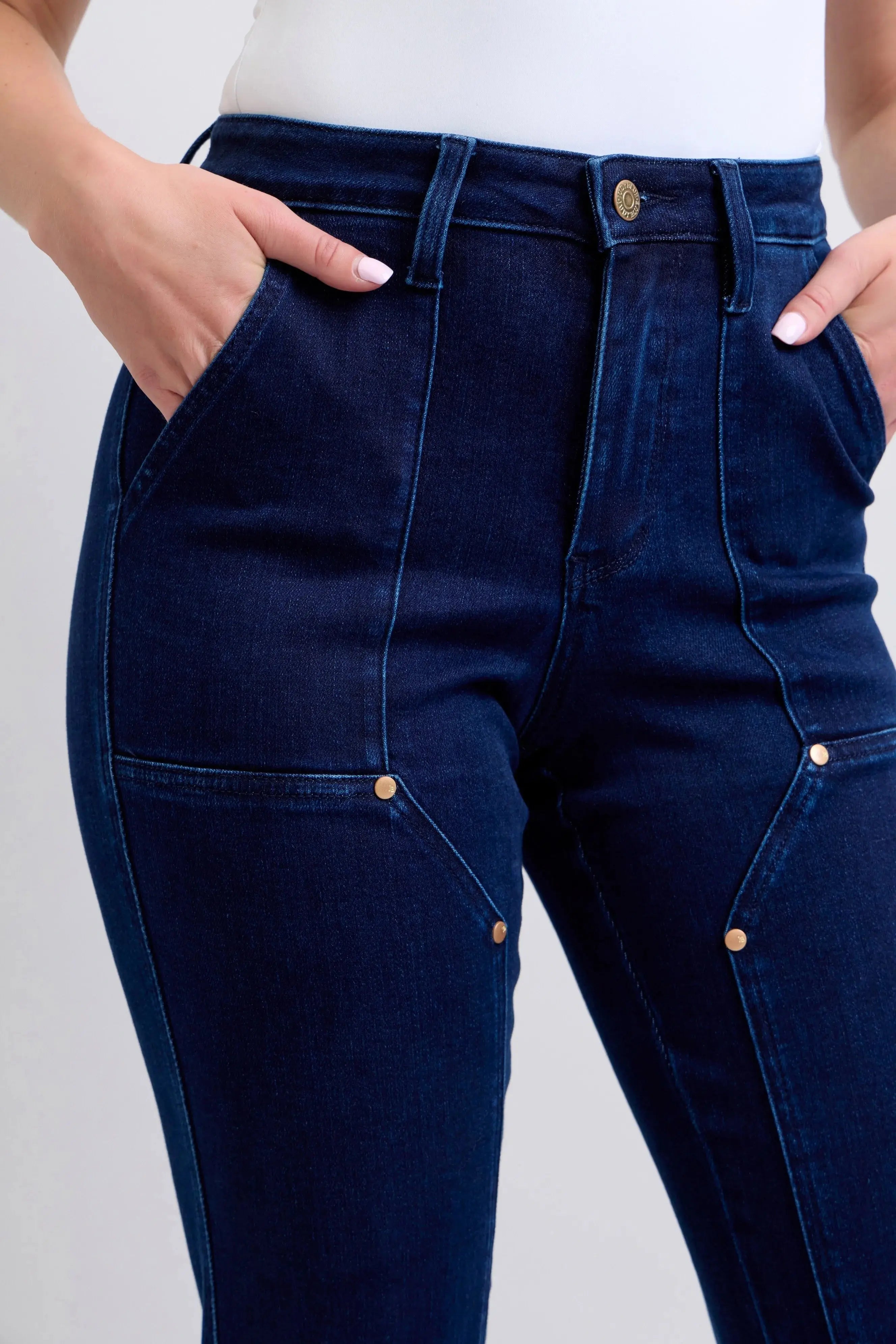 High Waist Workwear Patch Pocket Straight Leg