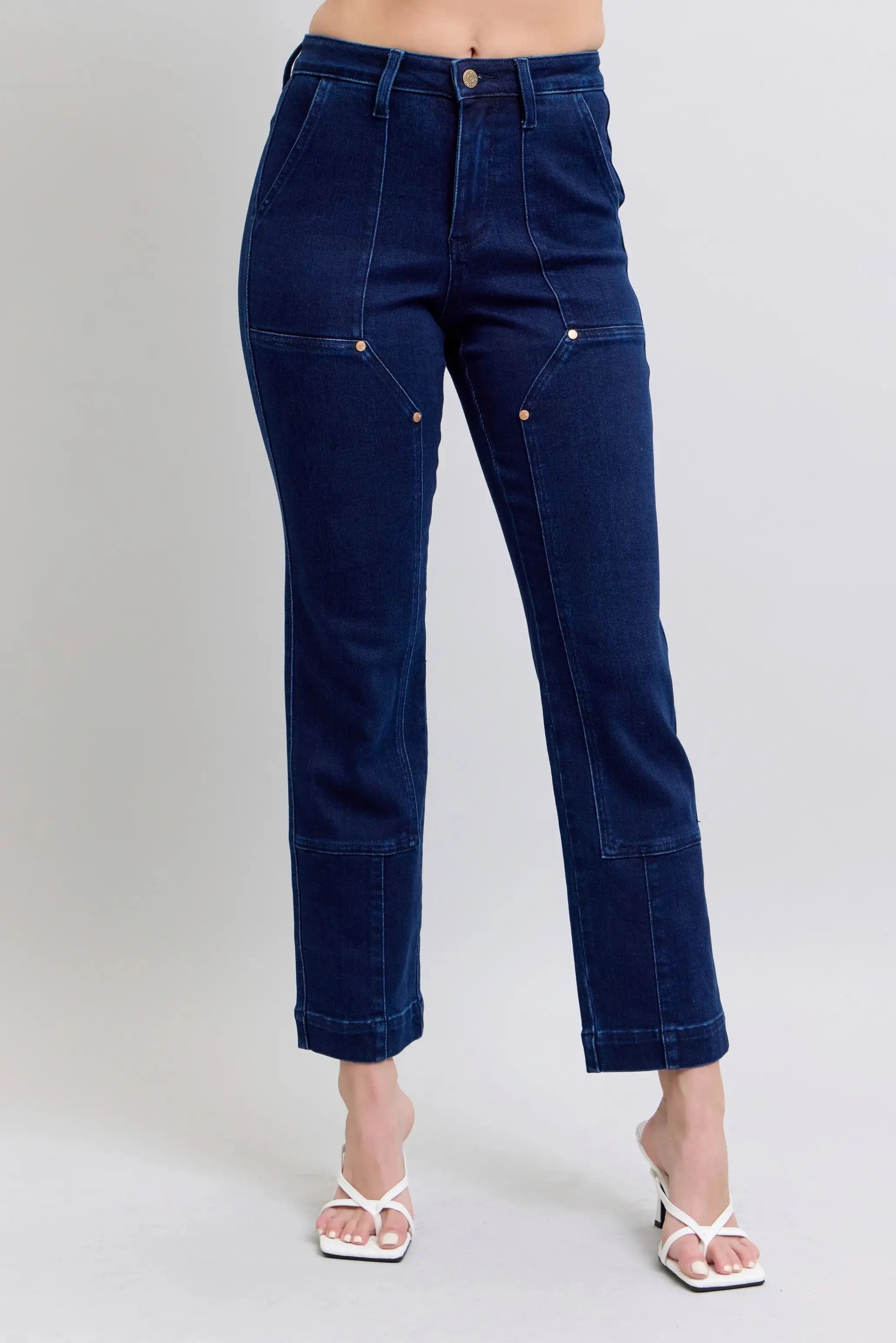 High Waist Workwear Patch Pocket Straight Leg