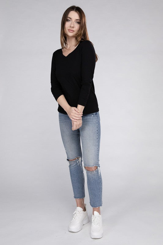 V-Neck Long Sleeve T-Shirt