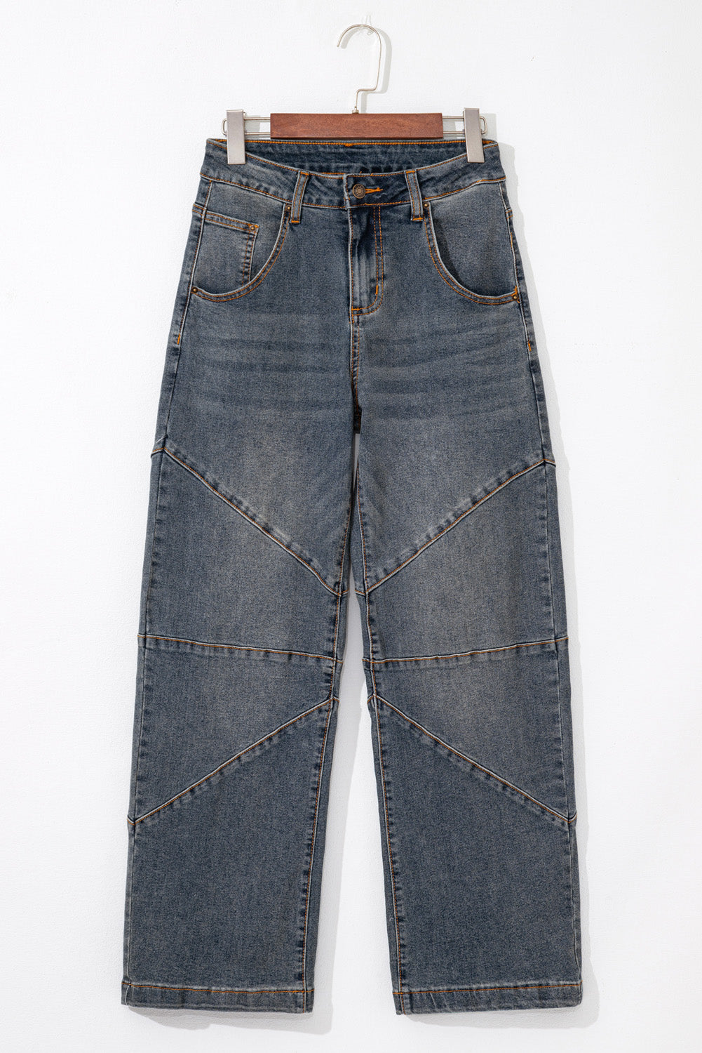 PRE-ORDER: Sail Blue Criss Cross Straight Leg High Waist Jeans