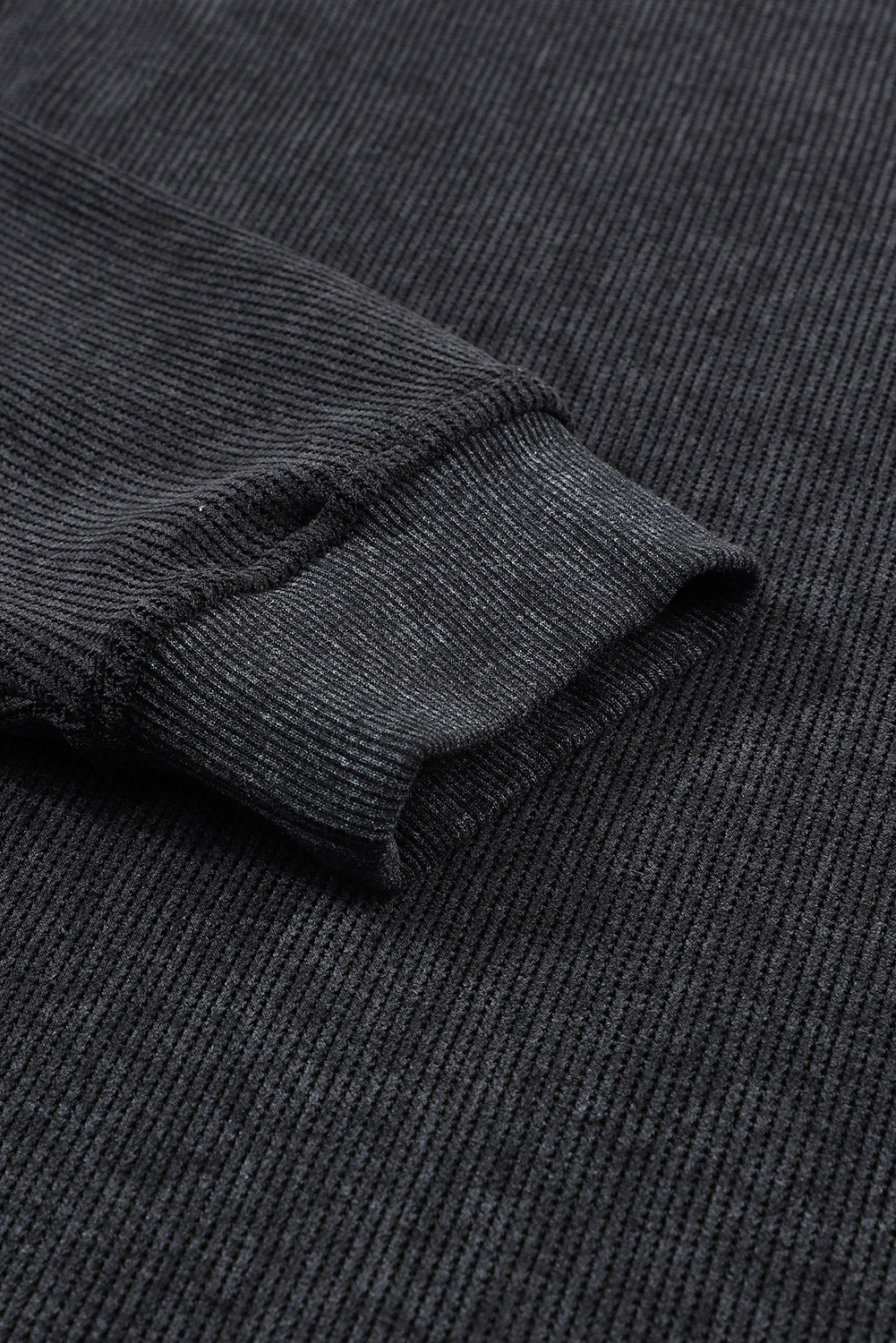 Solid Ribbed Knit Round Neck Pullover Sweatshirt