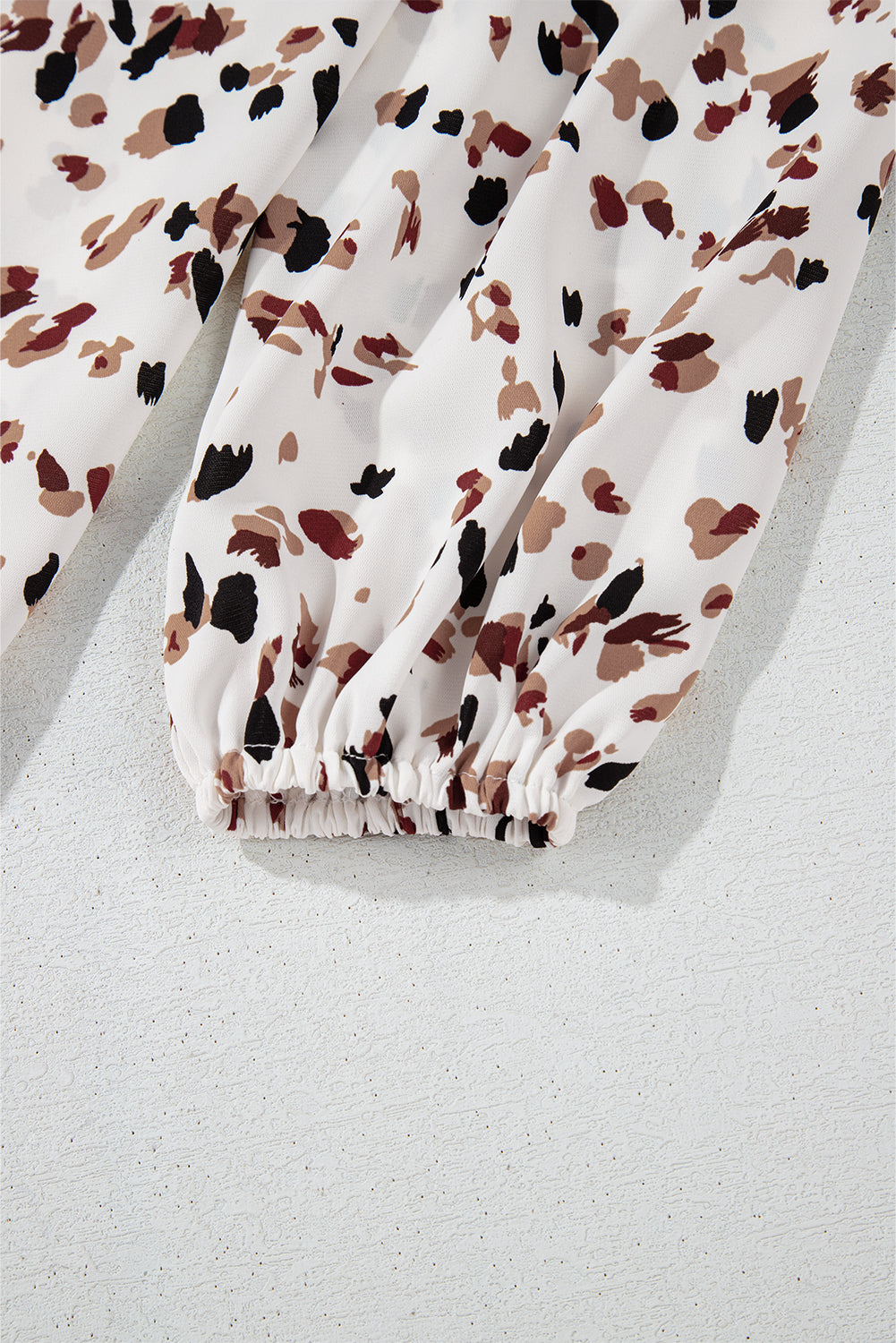 PRE-ORDER: Leopard Print Puff Sleeve Mock Neck Pleated Blouse