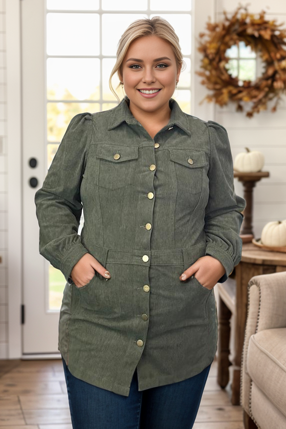 Cutie in Corduroy Dress Jacket