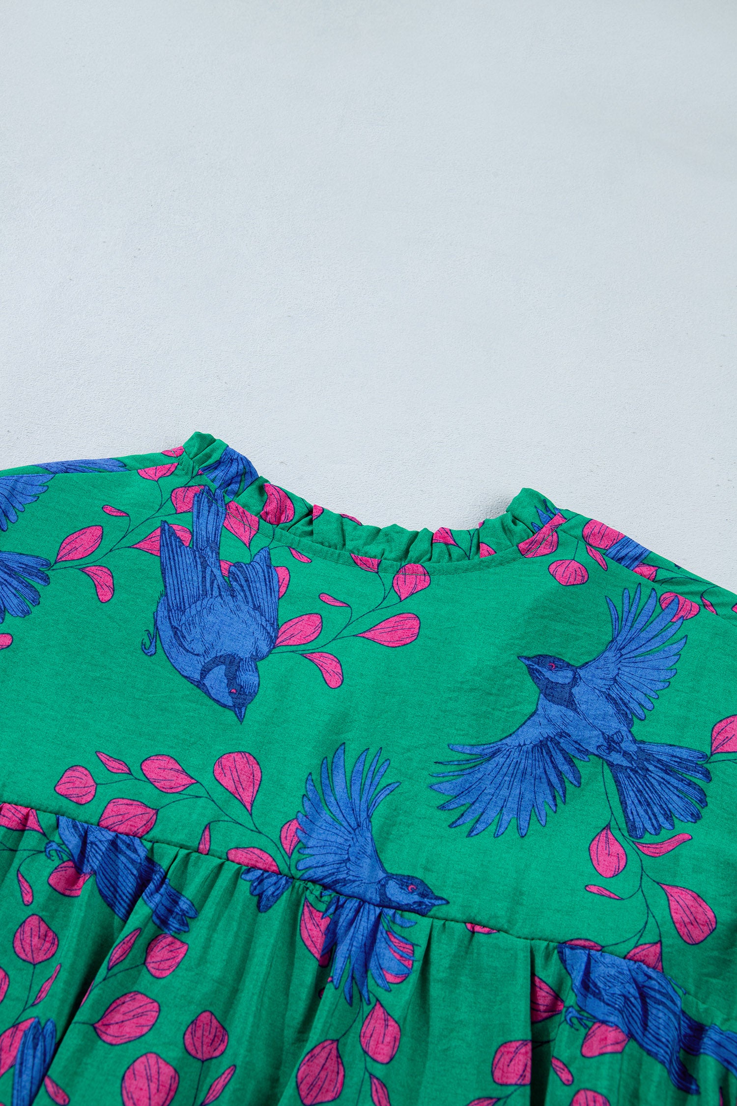 PRE-ORDER: Green Abstract Print Puff Sleeve Blouse