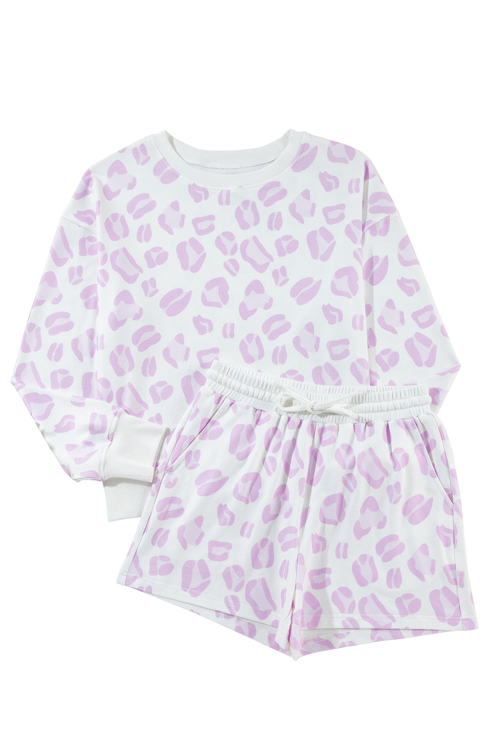 PRE-ORDER: Pink Leopard Print Pullover and Shorts Pajama Set